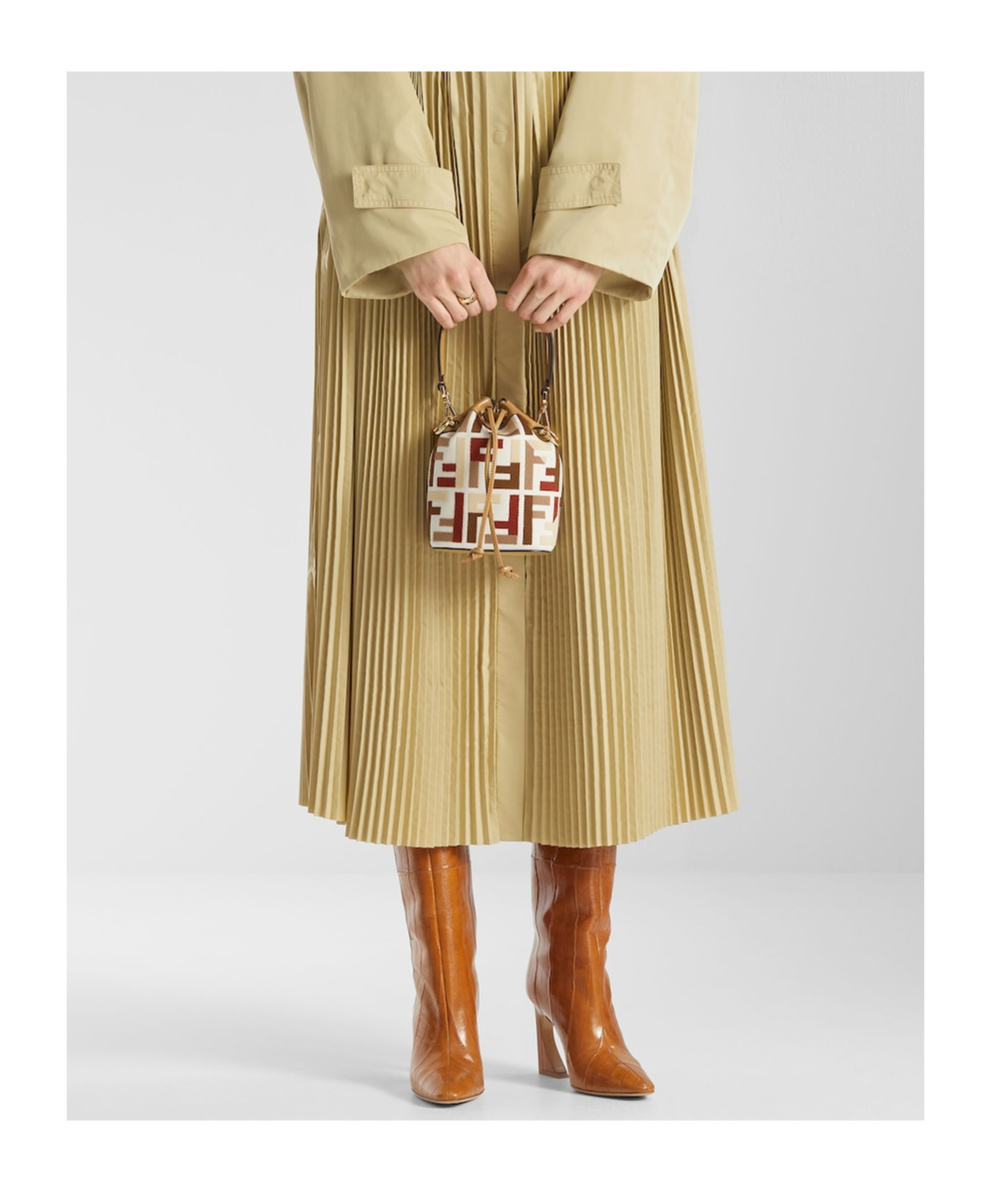 Fendi Women Mon Tresor Ff Jacquard Fabric And Leather Bucket Bag In Multi