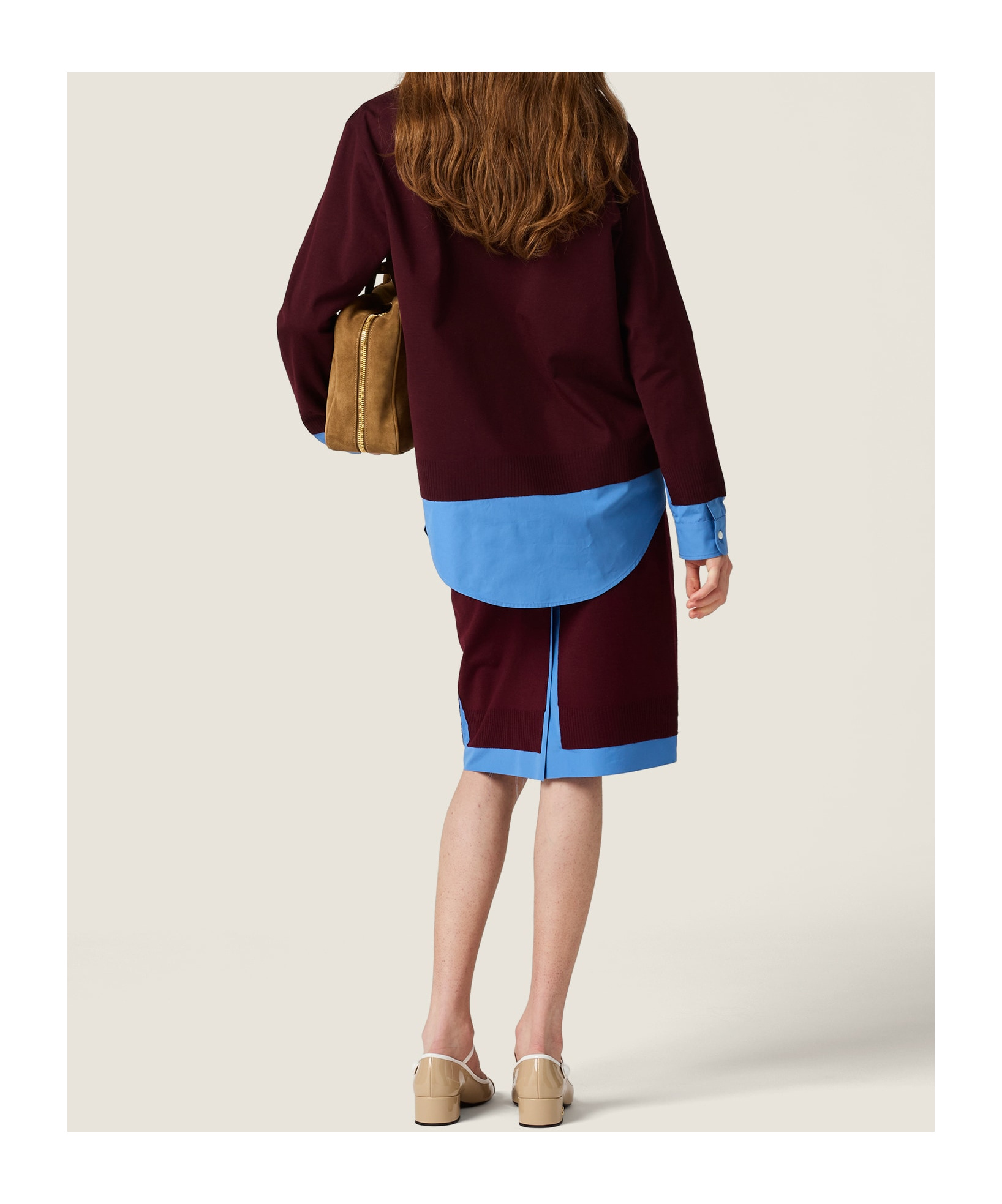 Miu Miu Long Sleeve Shirt In Brown