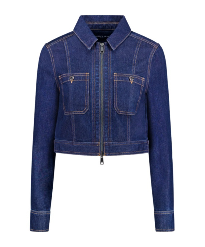 Veronica Beard Patty Fitted Long Sleeve Denim Jacket In Blue