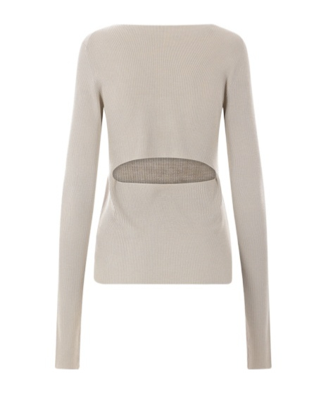 Shop Quira Long-sleeved Pullover Sweater In Nude