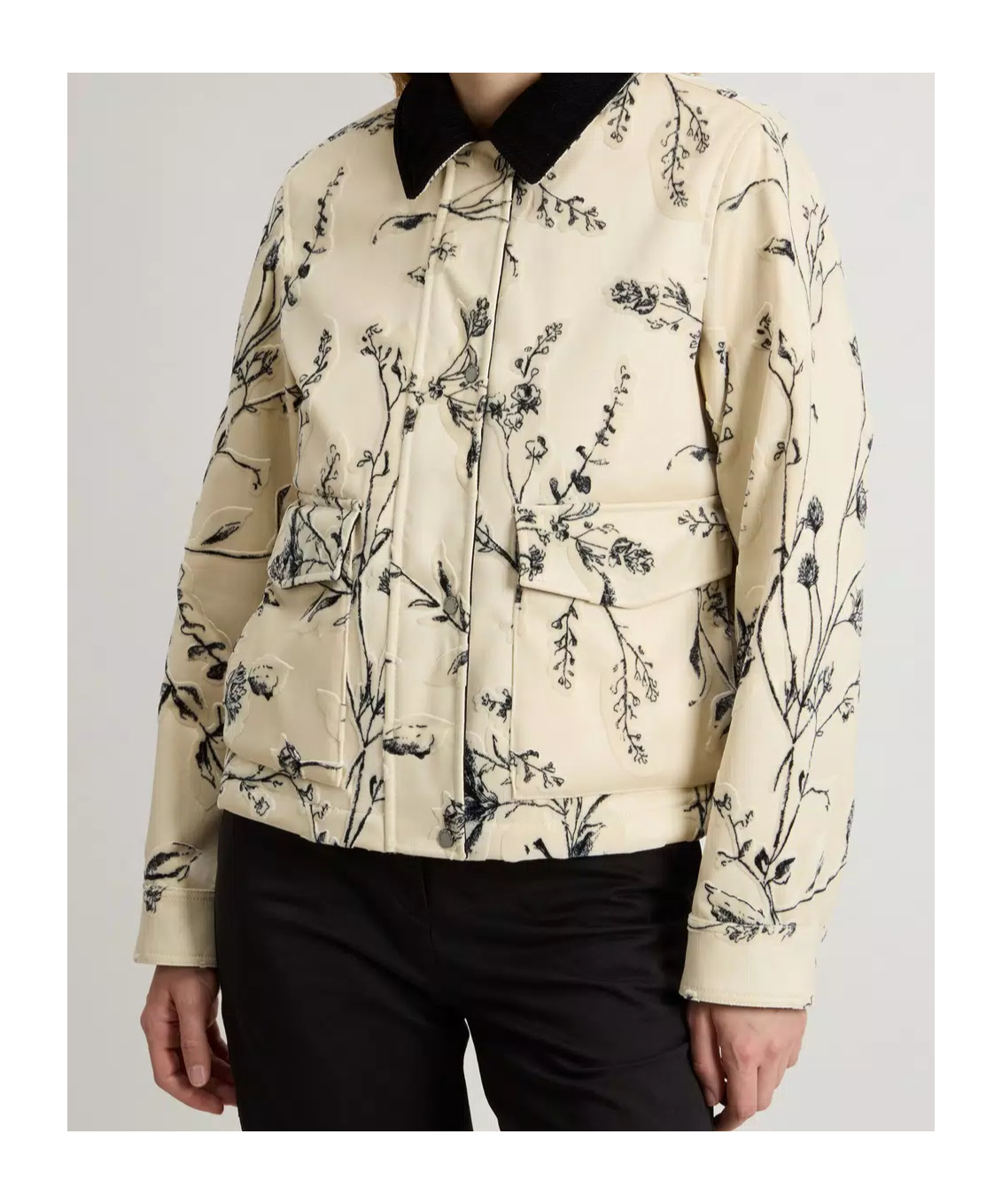 Woolrich Floral-print Velvet Jacket In Neutral