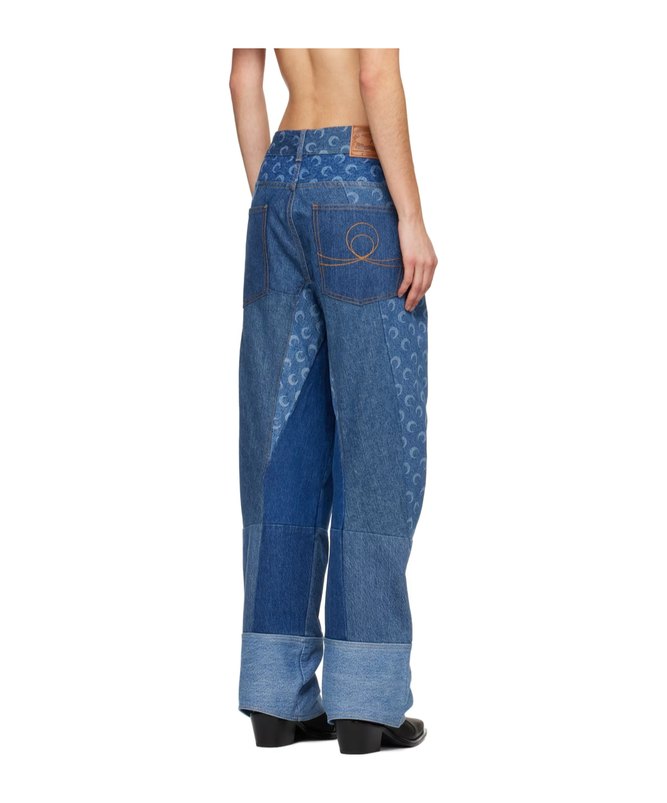 Marine Serre Navy Regenerated Jeans In Blue