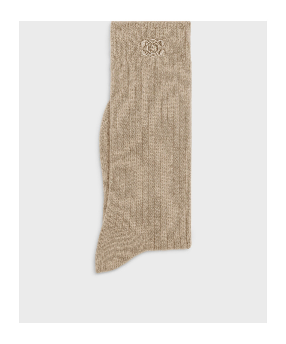 Celine Triomphe Socks In Light Brown