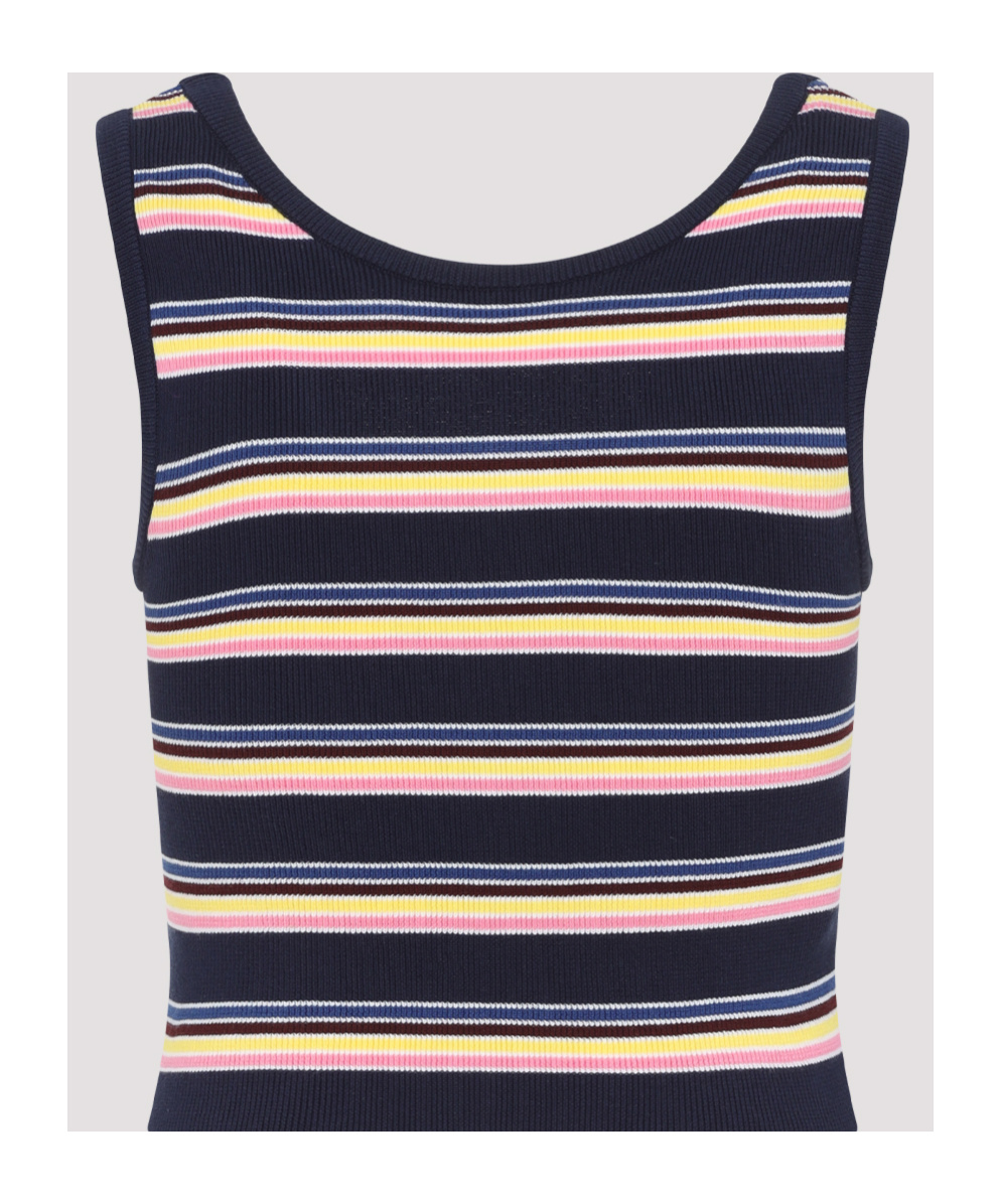 Prada Fitted Scoop Neck Top With Vibrant Striped Pattern In Blue