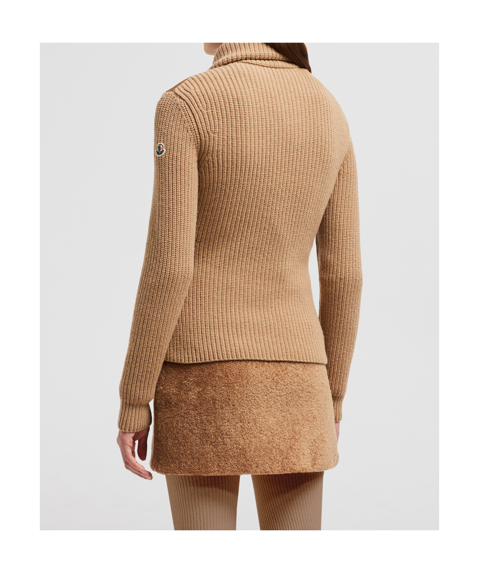 Moncler Padded-panel Wool Cardigan In Nude