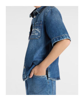 Dolce & Gabbana Denim Shirt With Dolcegabbana Logo In Blue