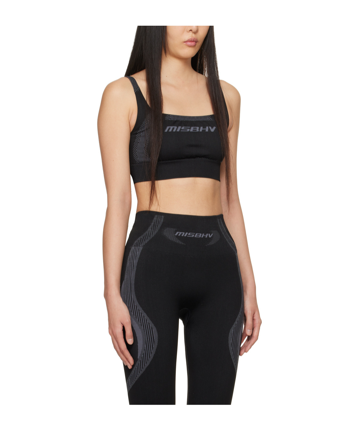 Misbhv Black Jacquard Top In Black