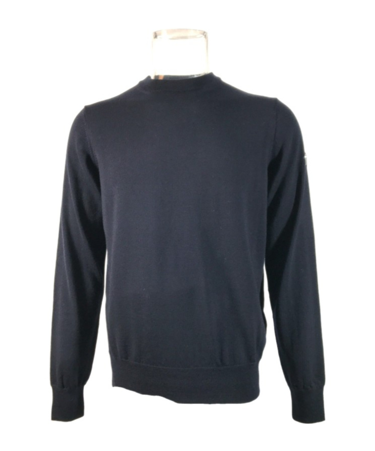 Ea7 Round-collar And Long-sleeved Sweater In Black