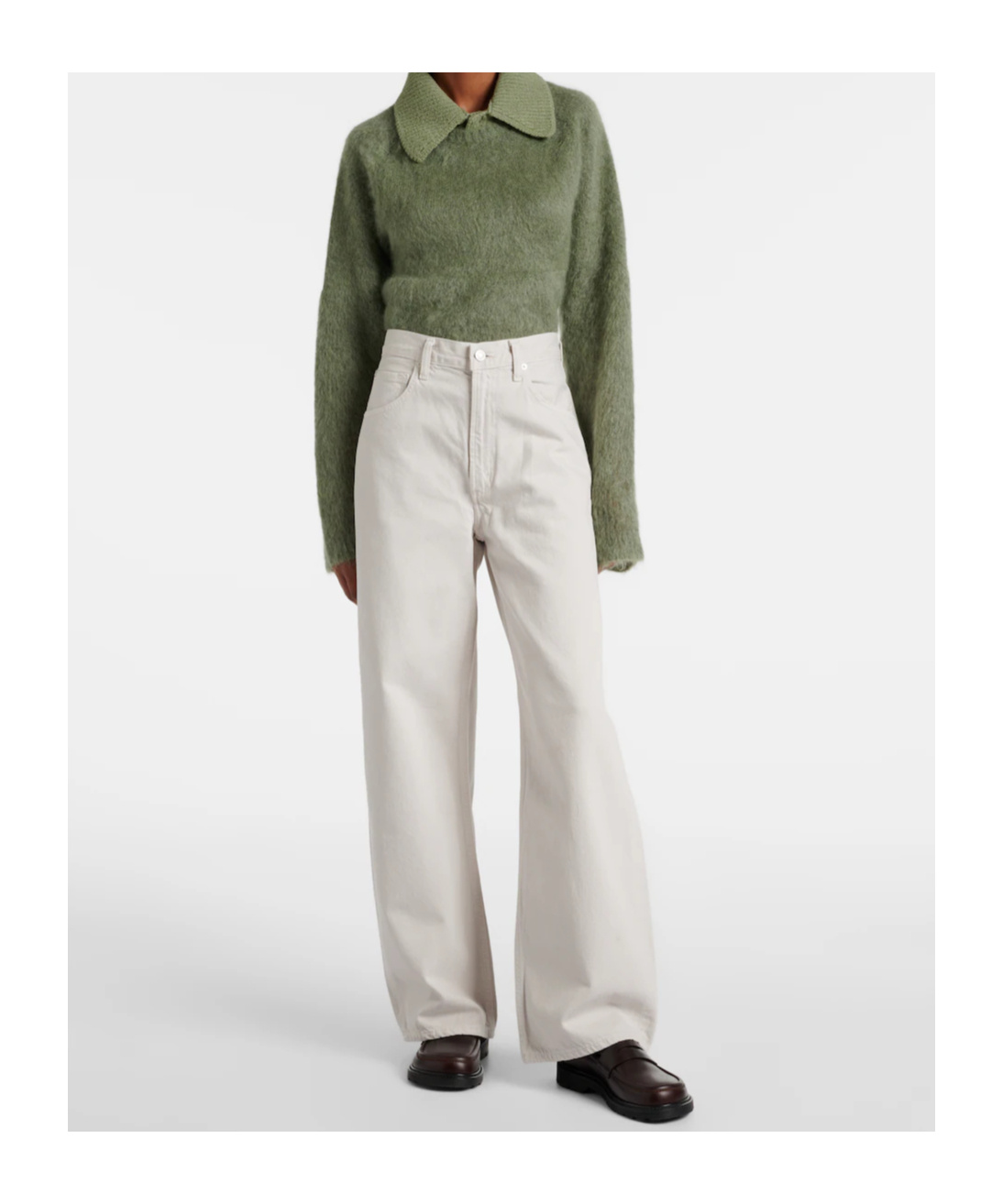 Agolde Low Curve Mid-rise Wide-leg Denim Trousers In White