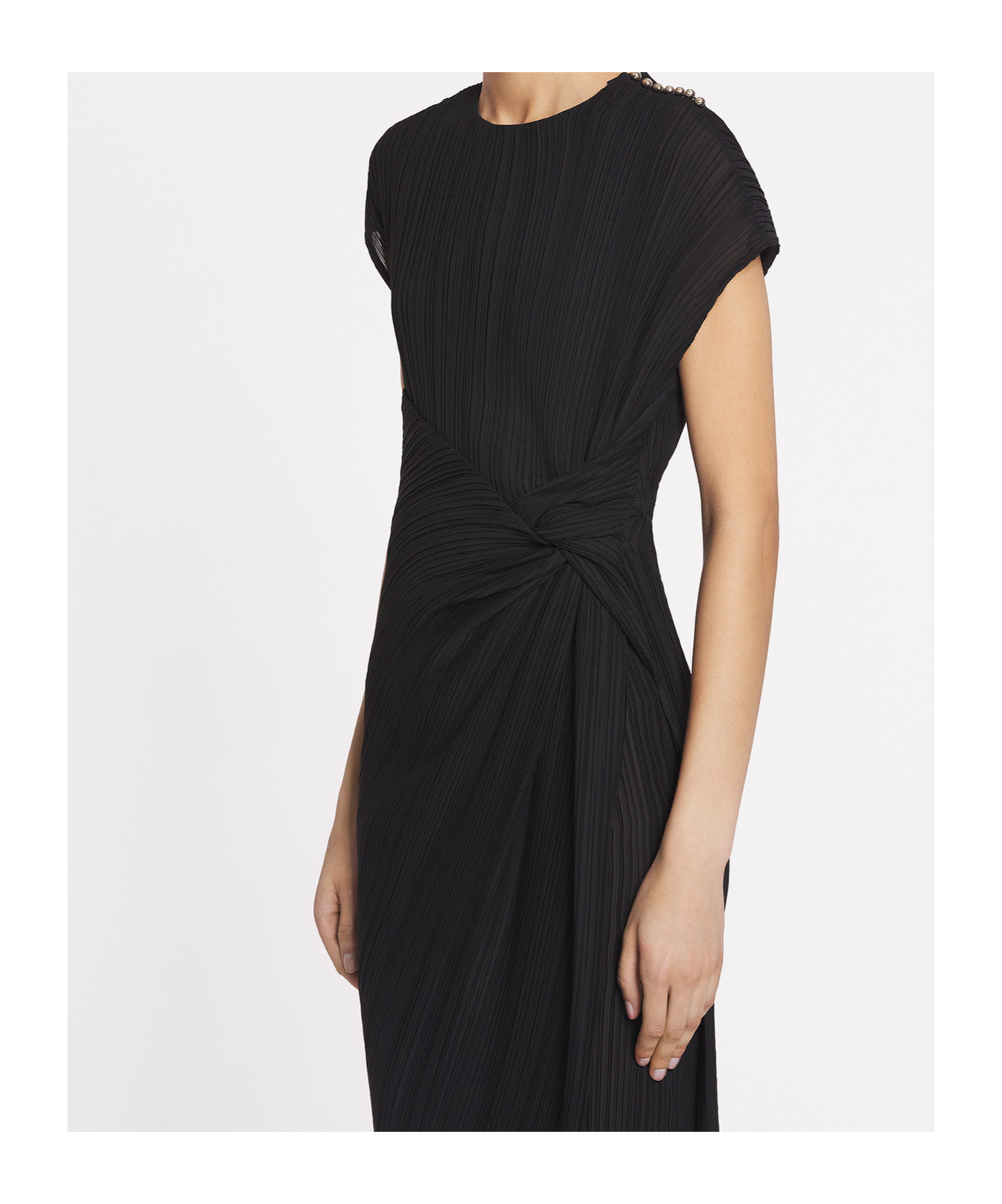 Lanvin Twist-detailing Midi Dress In Black