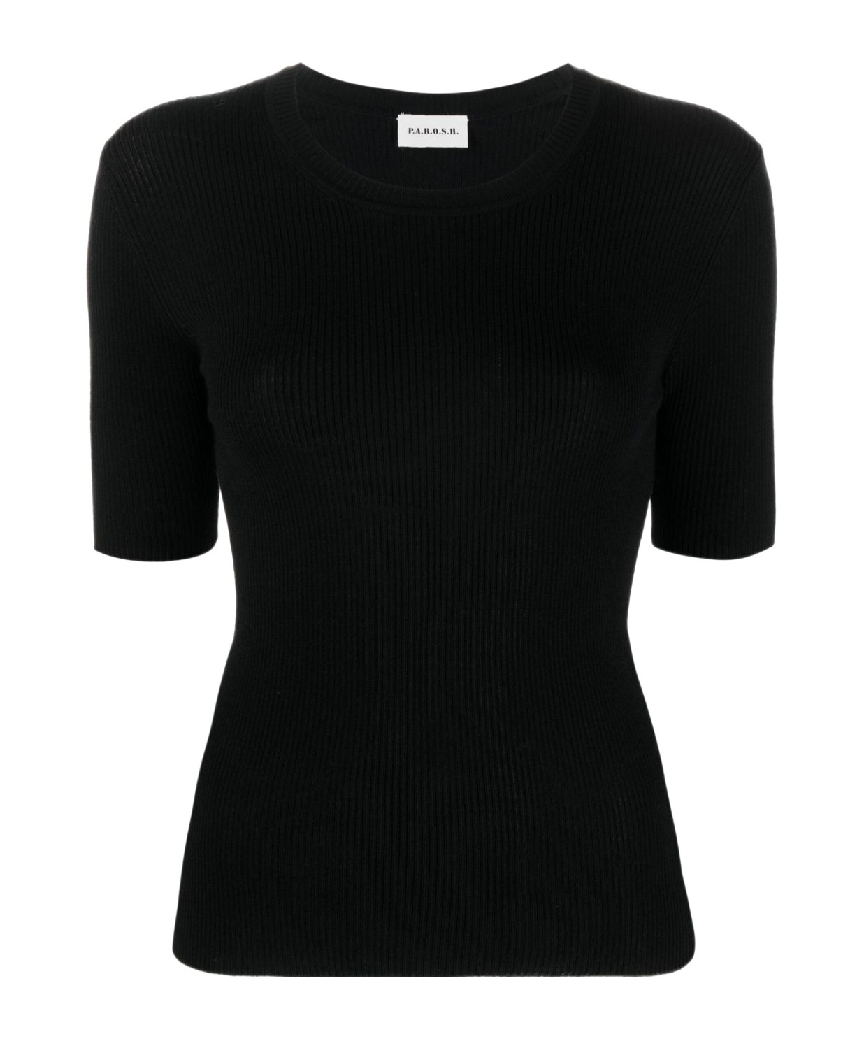 P.a.r.o.s.h Short-sleeved Rib Sweater In Black