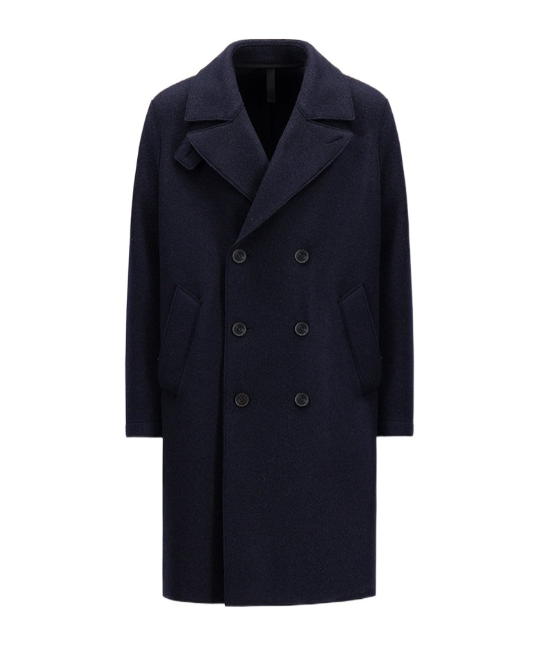 Harris Wharf London Long Peacoat Boiled Wool In Blue