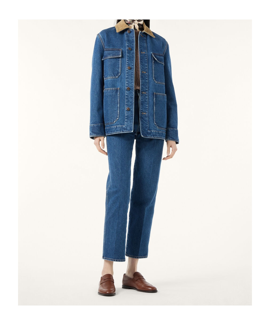 Loro Piana Dean Corduroy-trimmed Denim Jacket In Blue