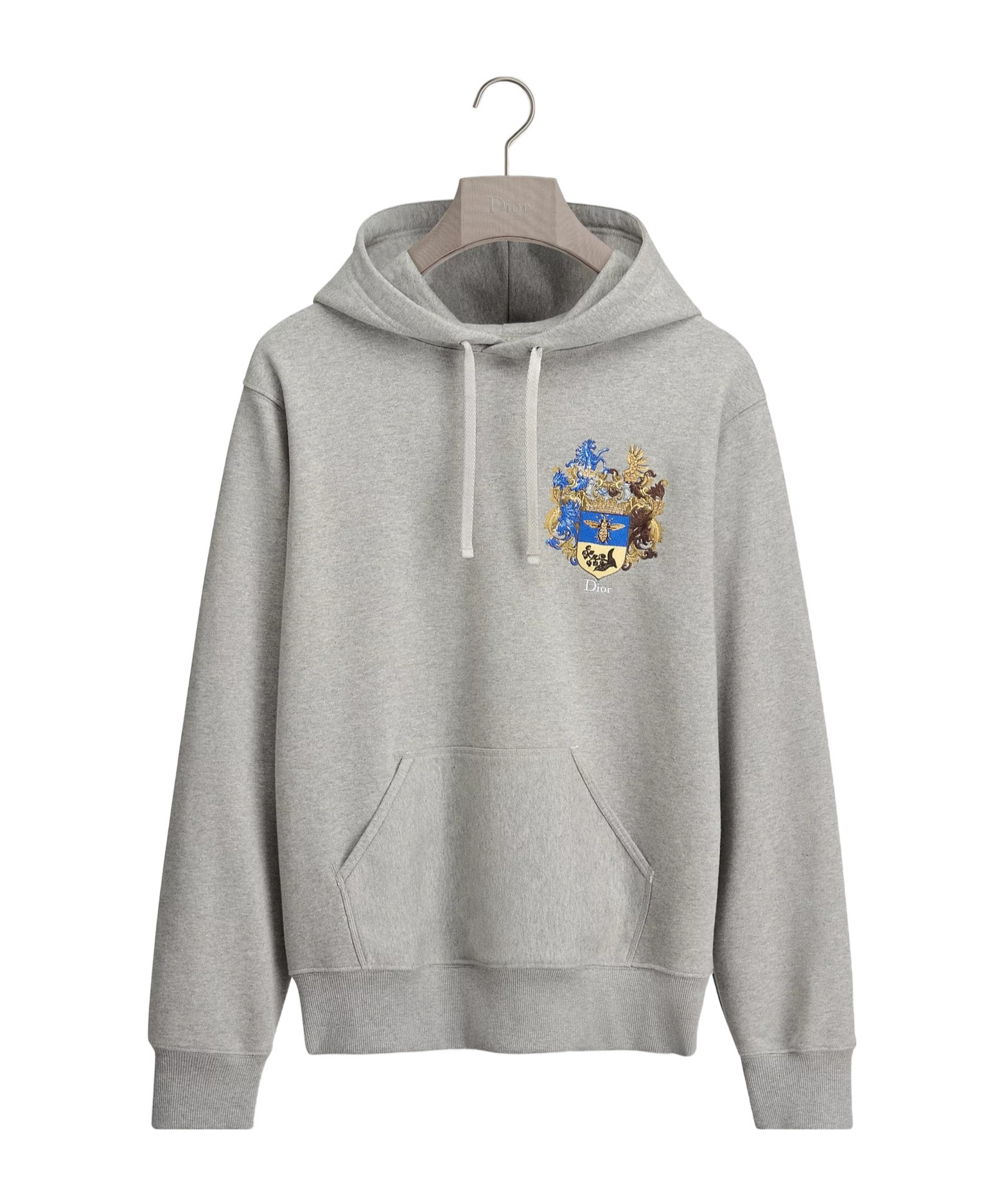 Dior Hooded Sweatshirt With  Blason Embroidery, Relaxed Fit In Gray