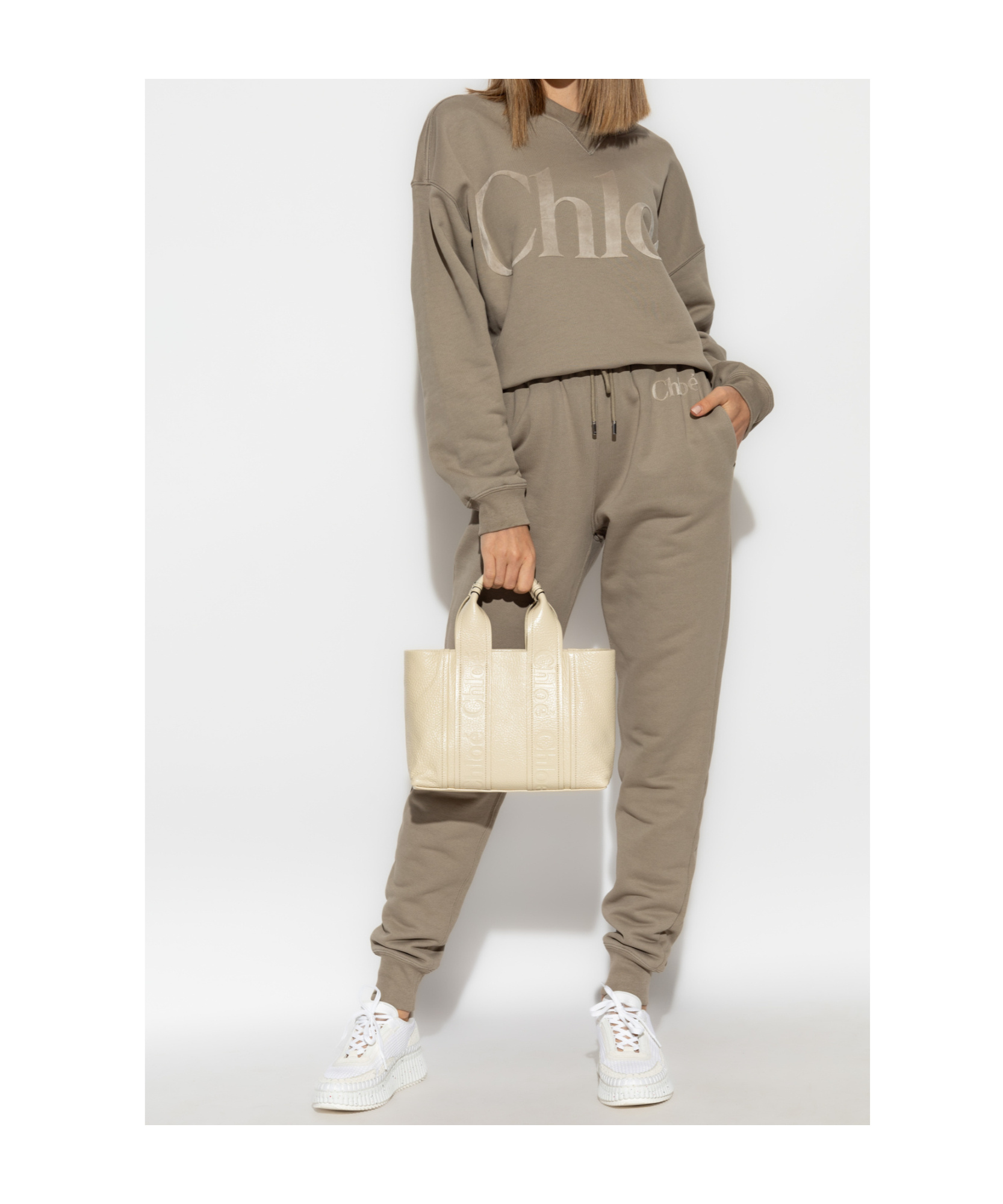 Chloé Logo Print Track Pants In Gray