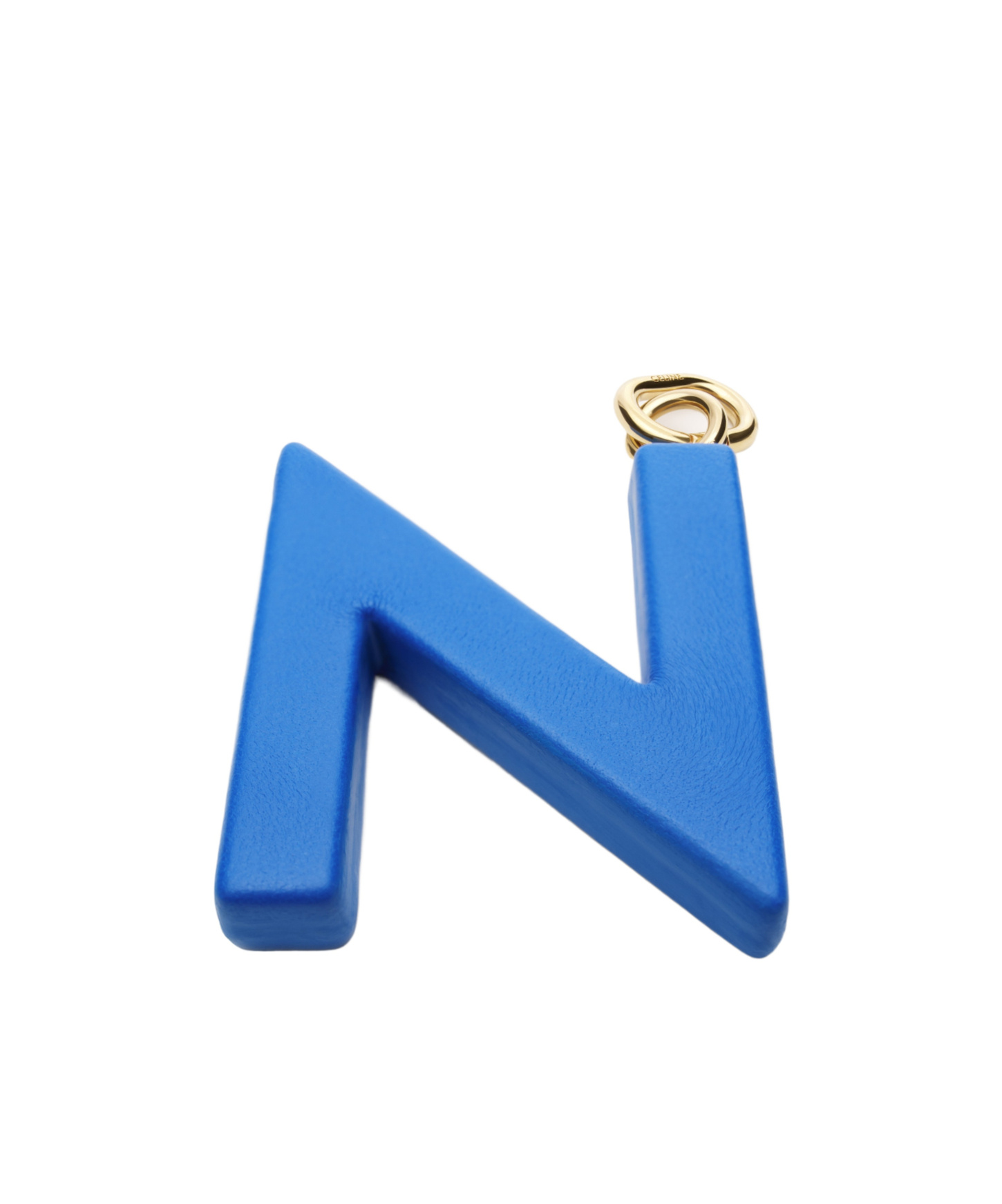 Celine Alphabet Charms N Letter In Lambskin  And Brass With Gold Finish In Blue