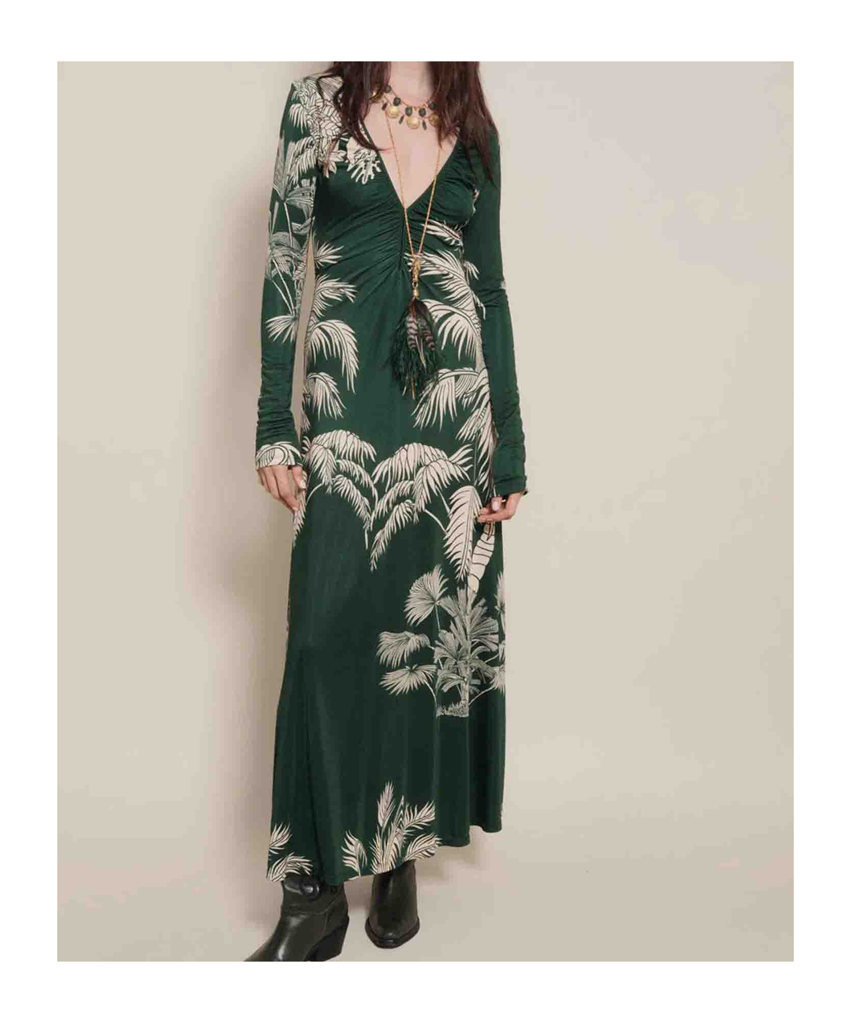 Johanna Ortiz Long Sleeve Dress In Green