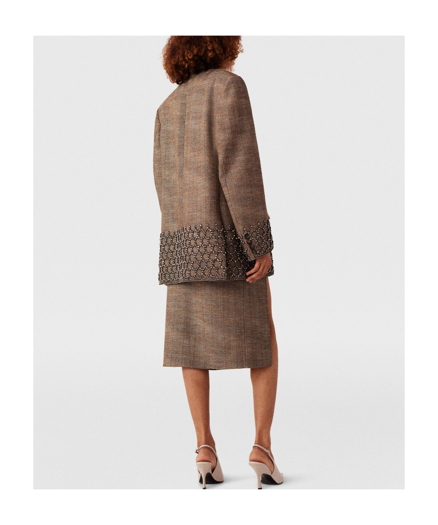 Stella Mccartney Tweed Skirt With Side Slits In Multicolor