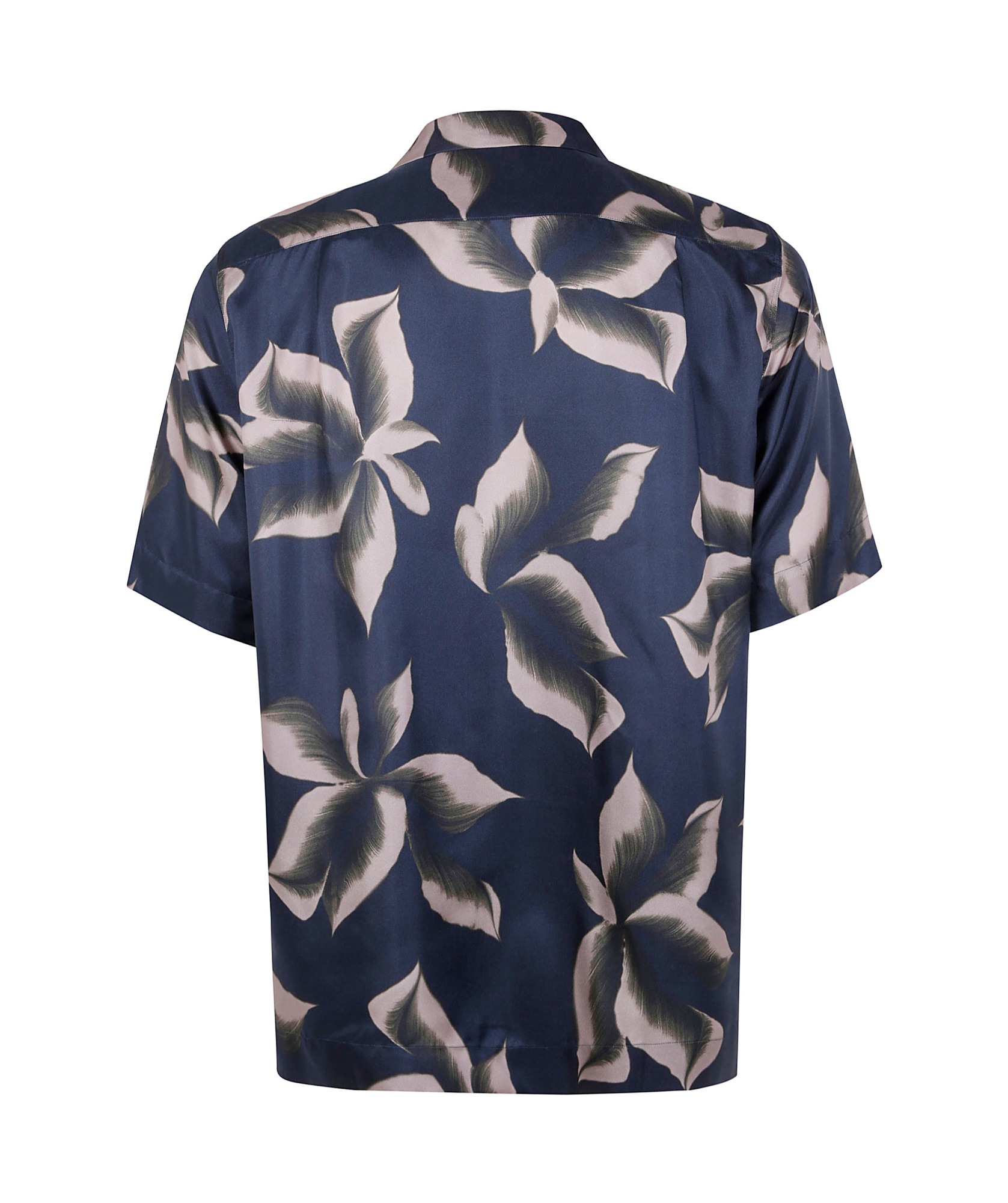 Dries Van Noten Silk Shirt With Floral Pattern And Camp Collar In Gray