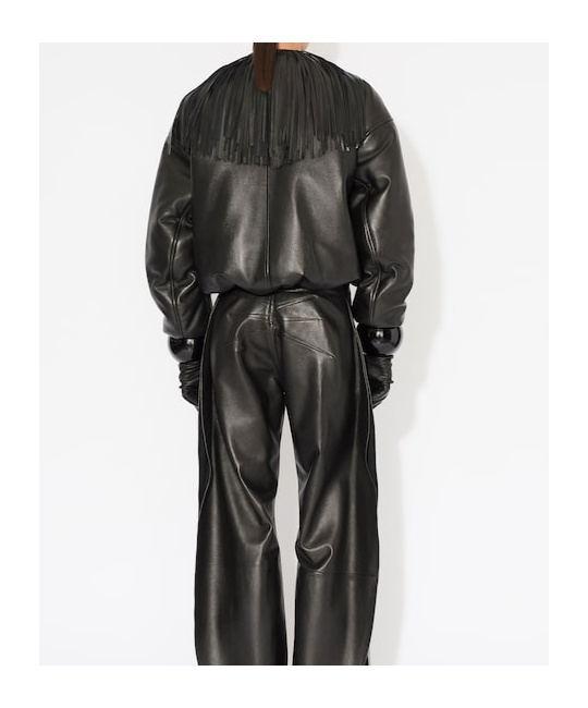 Alaïa Tassel Leather Pilot Jacket In Black