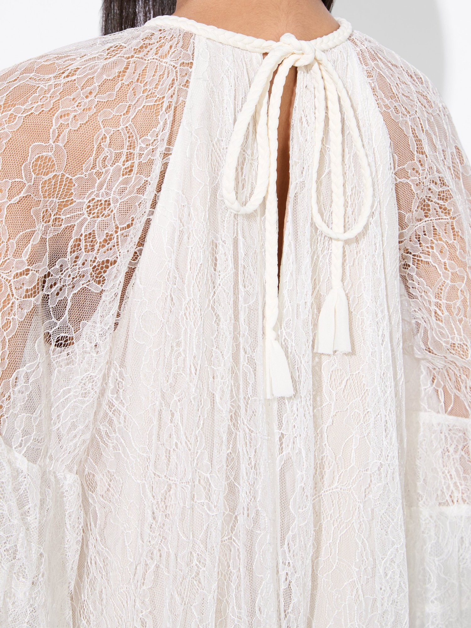 Alice And Olivia Delia Ruffled Tunic Dress In Off-white