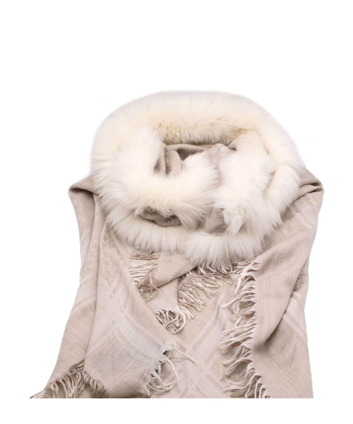 Gucci Shawl Scarf With Rough Edges In Nude