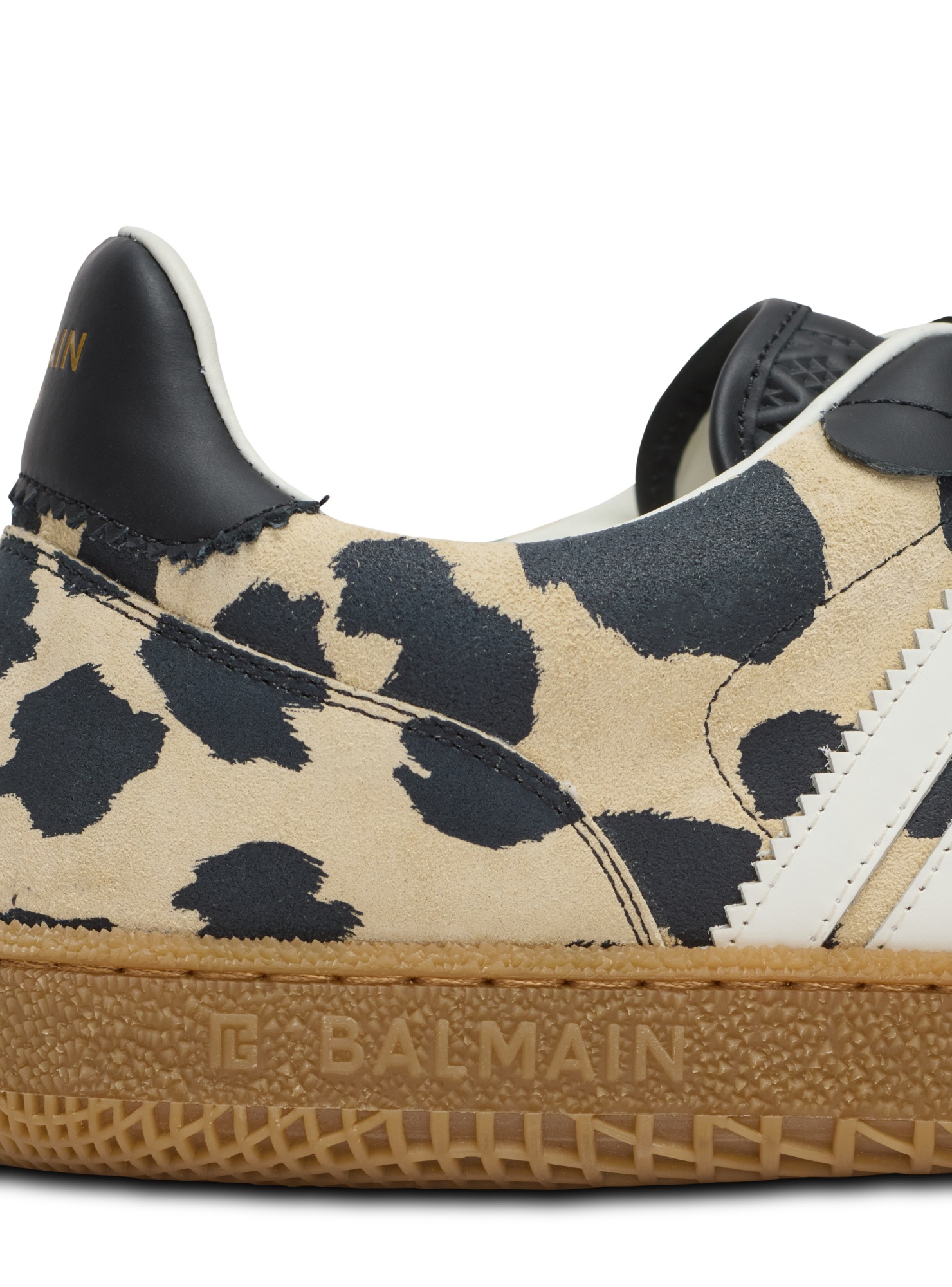 Balmain Swan Leopard Print Suede Leather Trainers In Brown