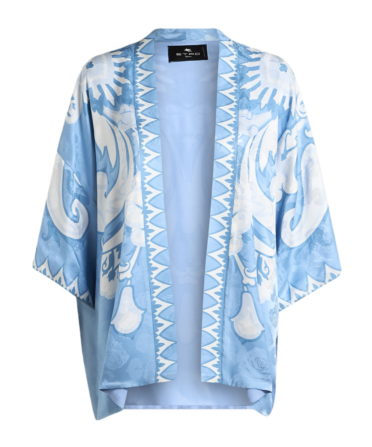 Etro Paisley Print Casual Kimono Top In Blue