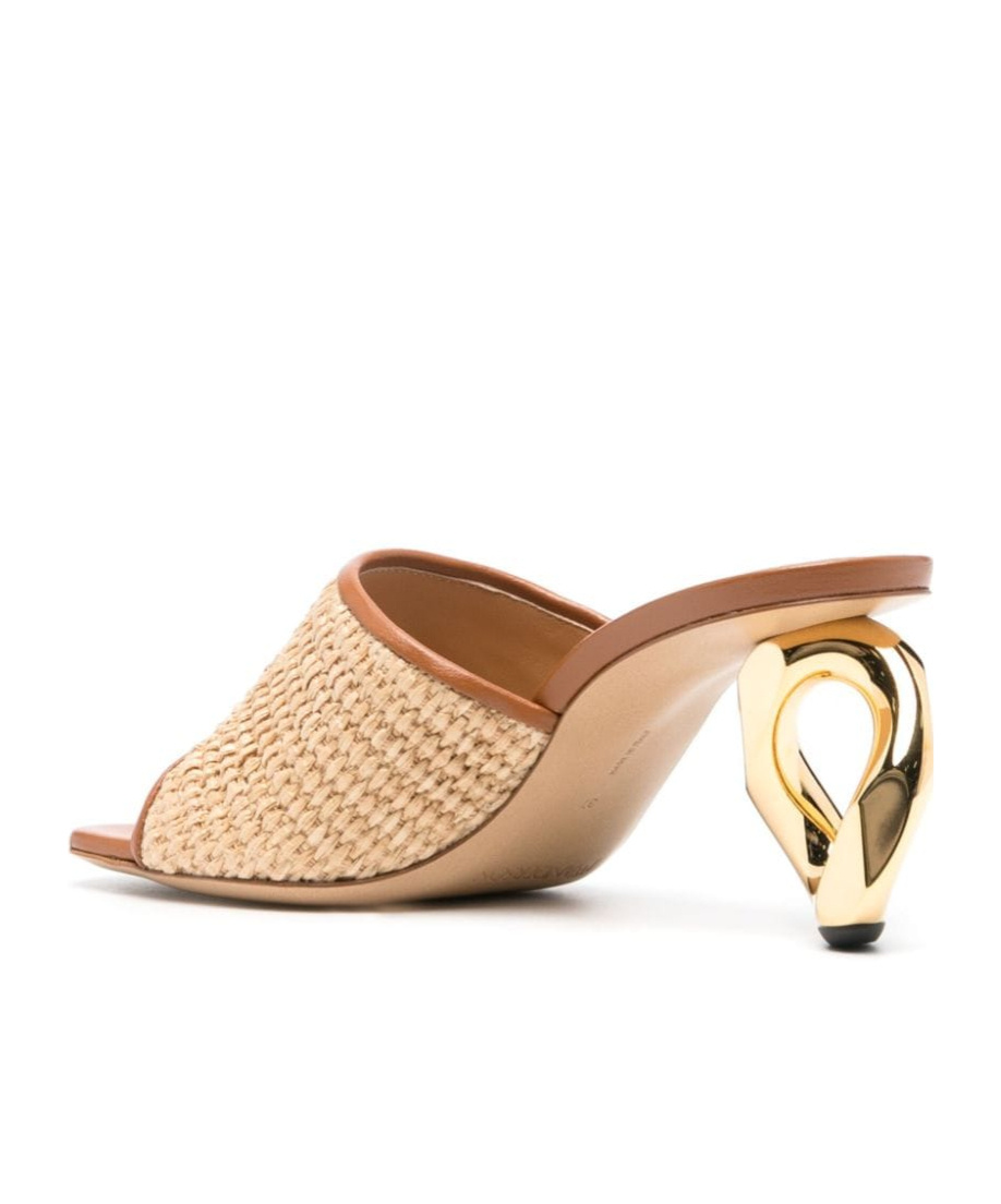 Jw Anderson Raffia Chain-heel Mule Sandals In Nude