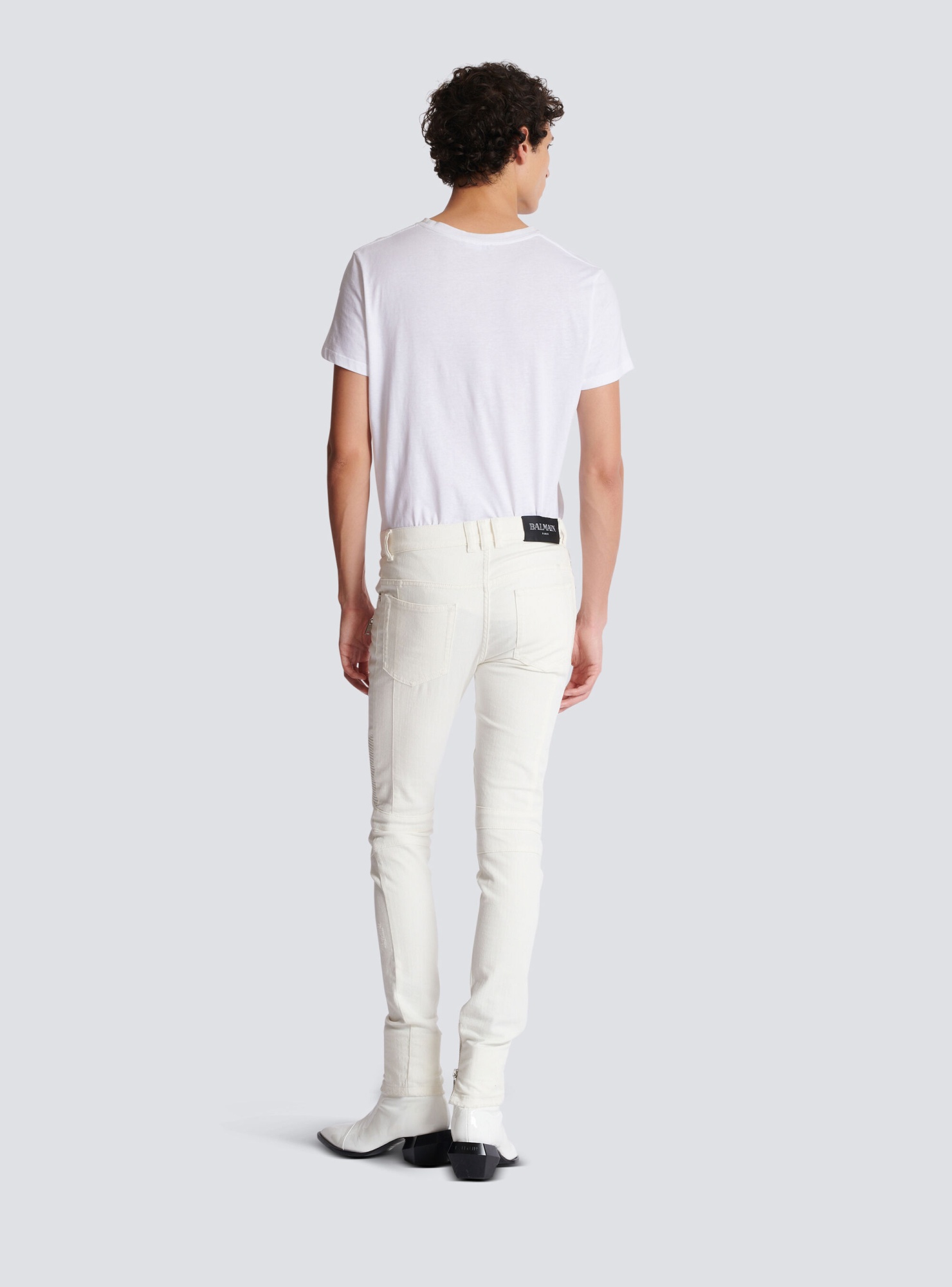 Balmain Biker Mid-rise Slim-fit Jeans In White