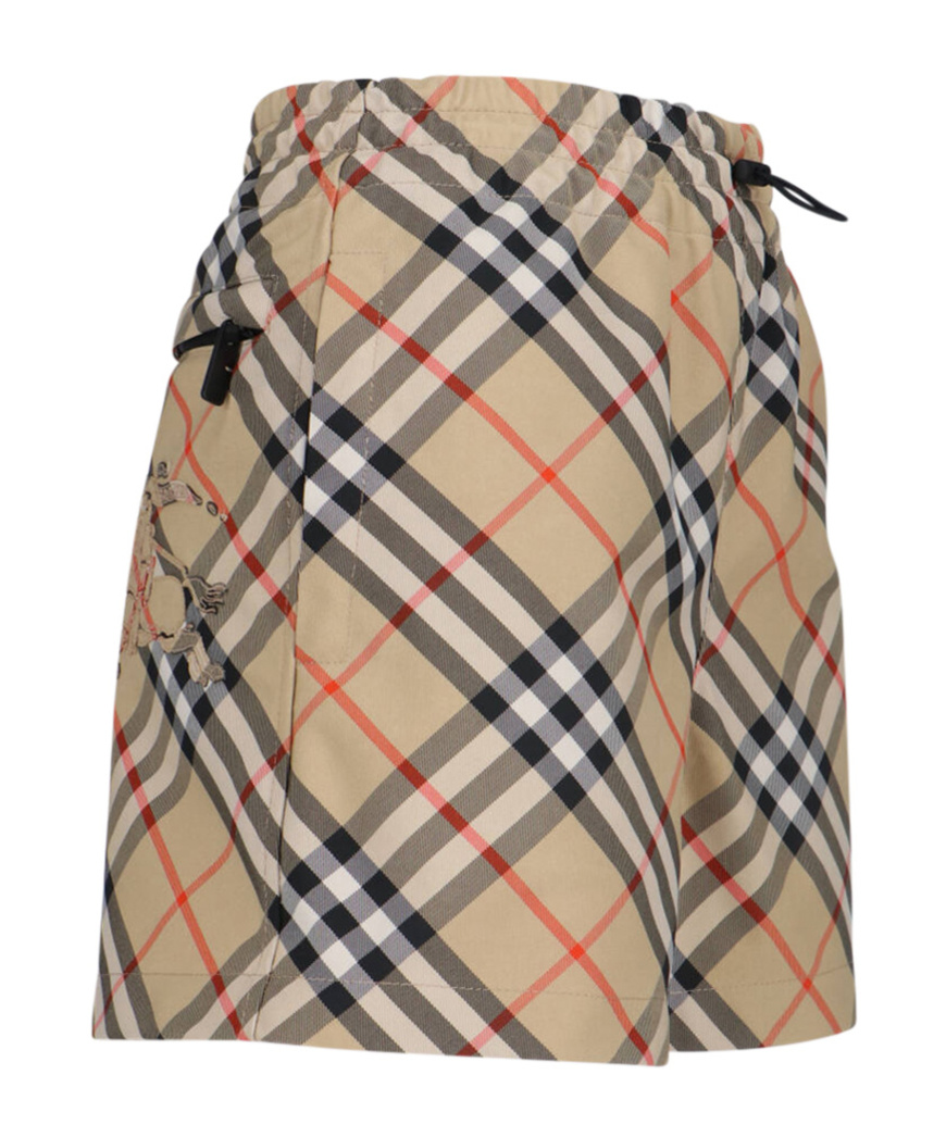 Burberry Check Ekd Drawstring Pull-on Shorts In Nude