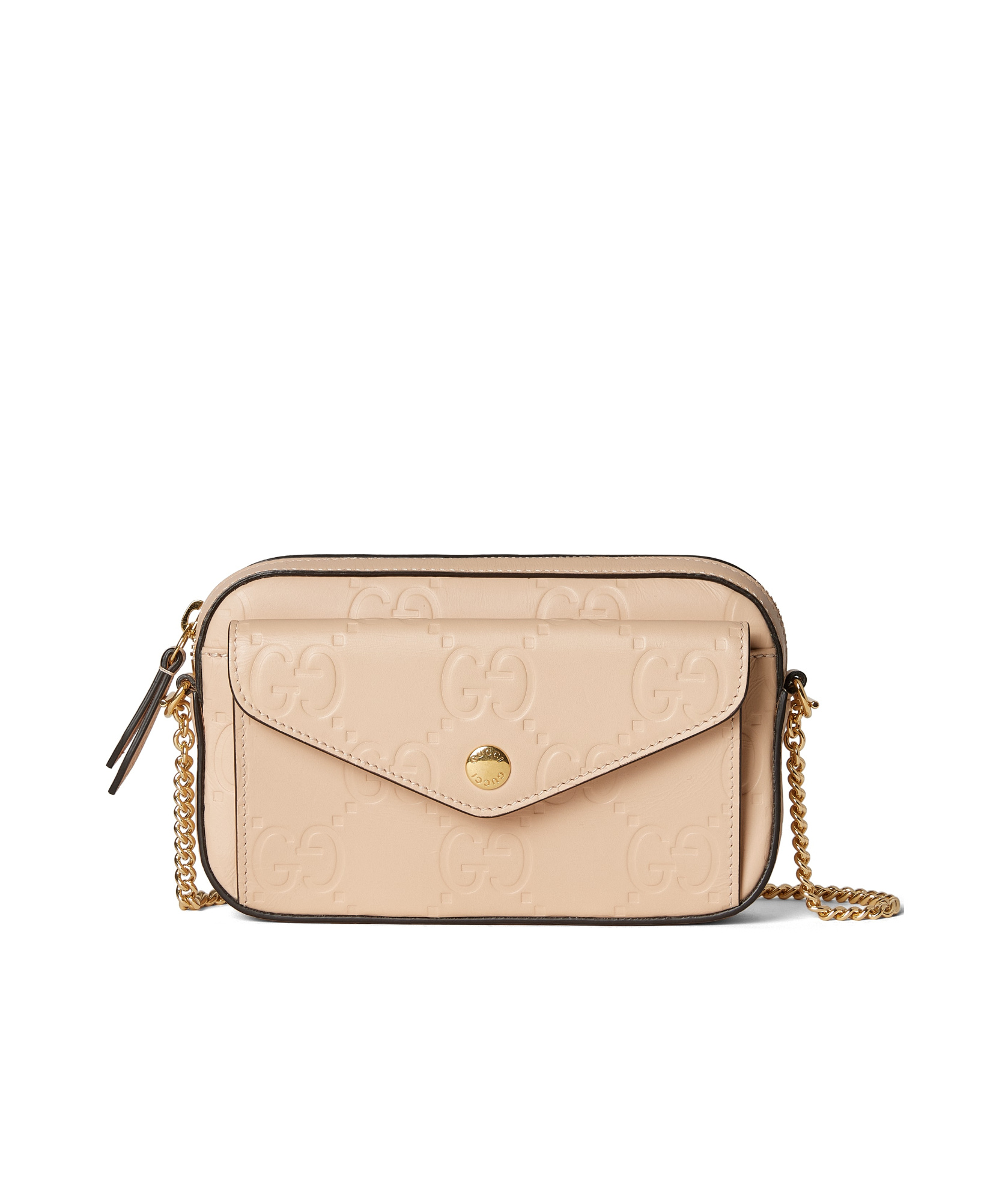 Gucci Mini Gg Leather Shoulder Bag In Nude
