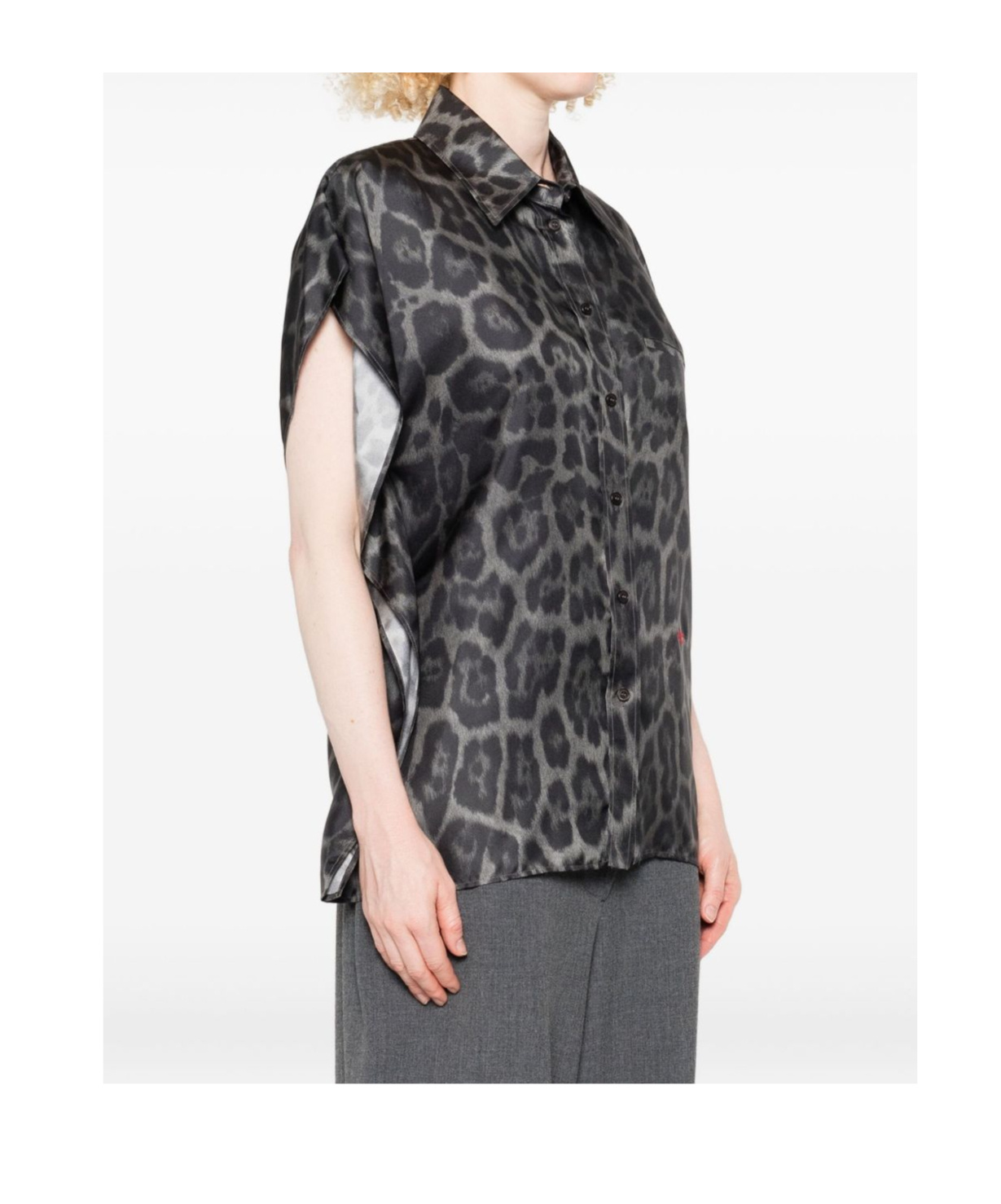 Stella Mccartney Leopard-print Sleeveless Blouse In Gray