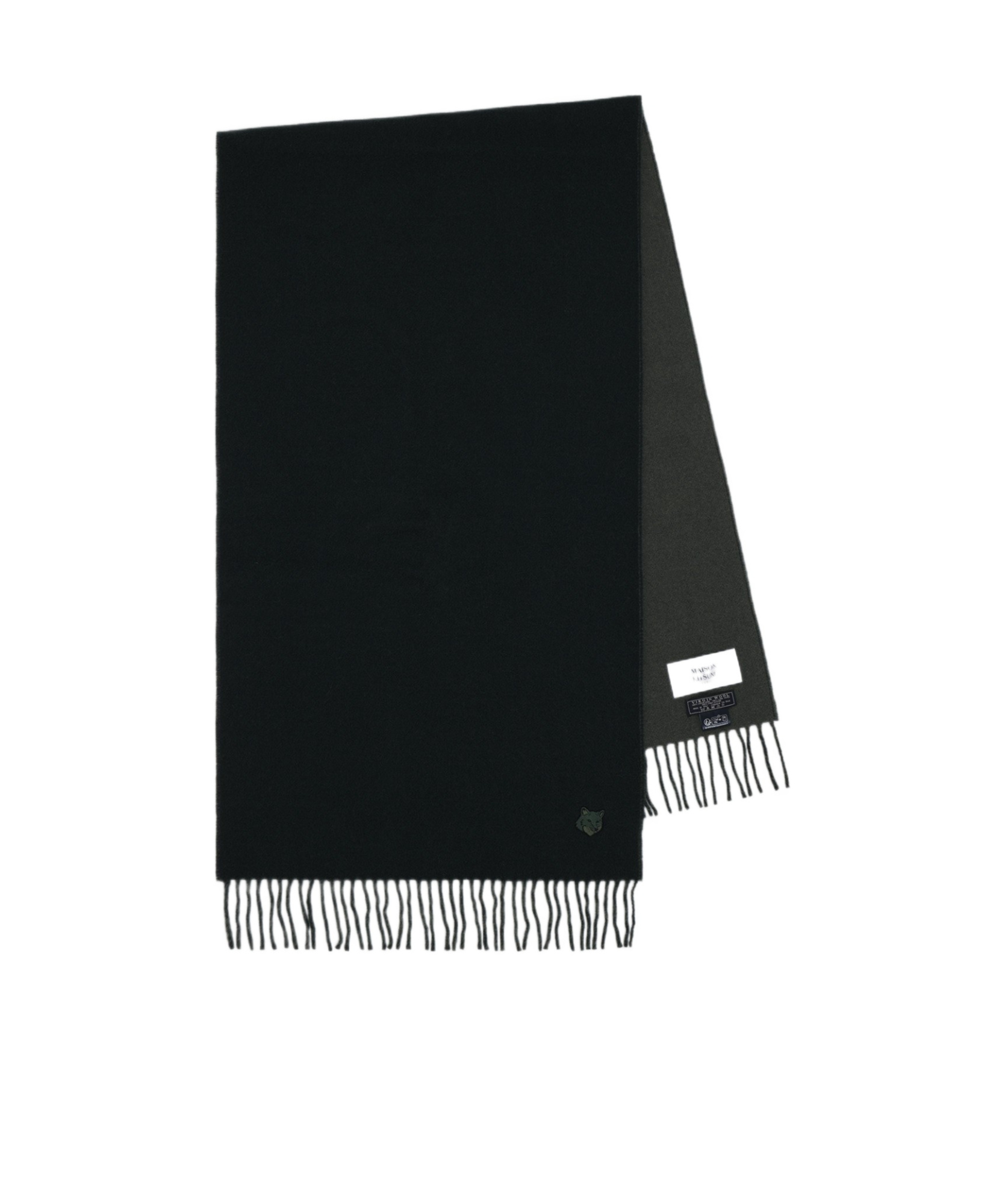 Maison Kitsuné Bold Fox Head Double Face Scarf In Black