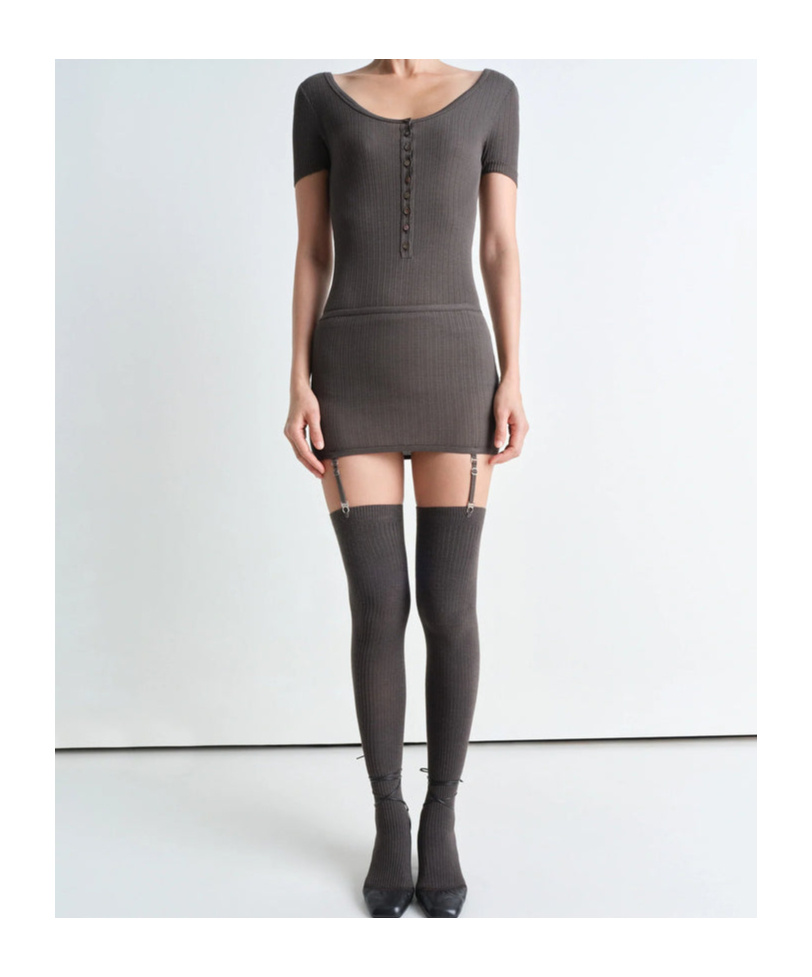 Shop Lemaire Knee-length Ribbed Socks In Dark Brown