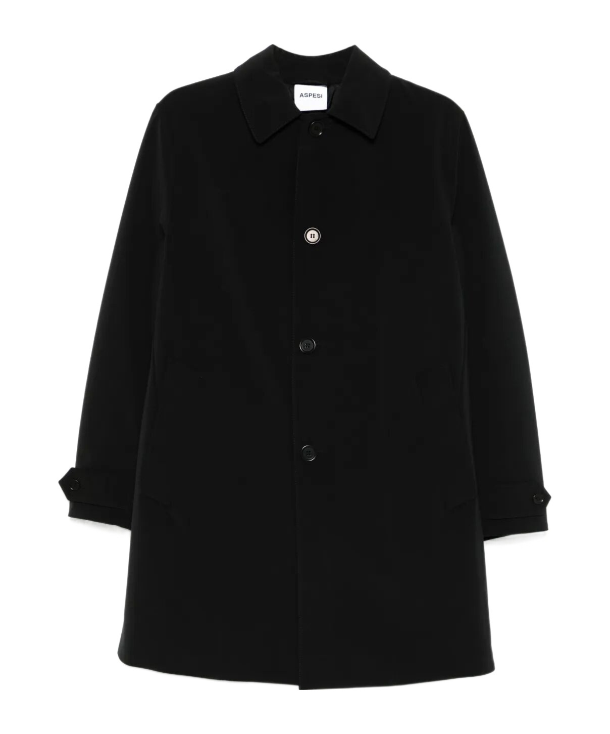 Aspesi Buttoned Single-breasted Coat In Black
