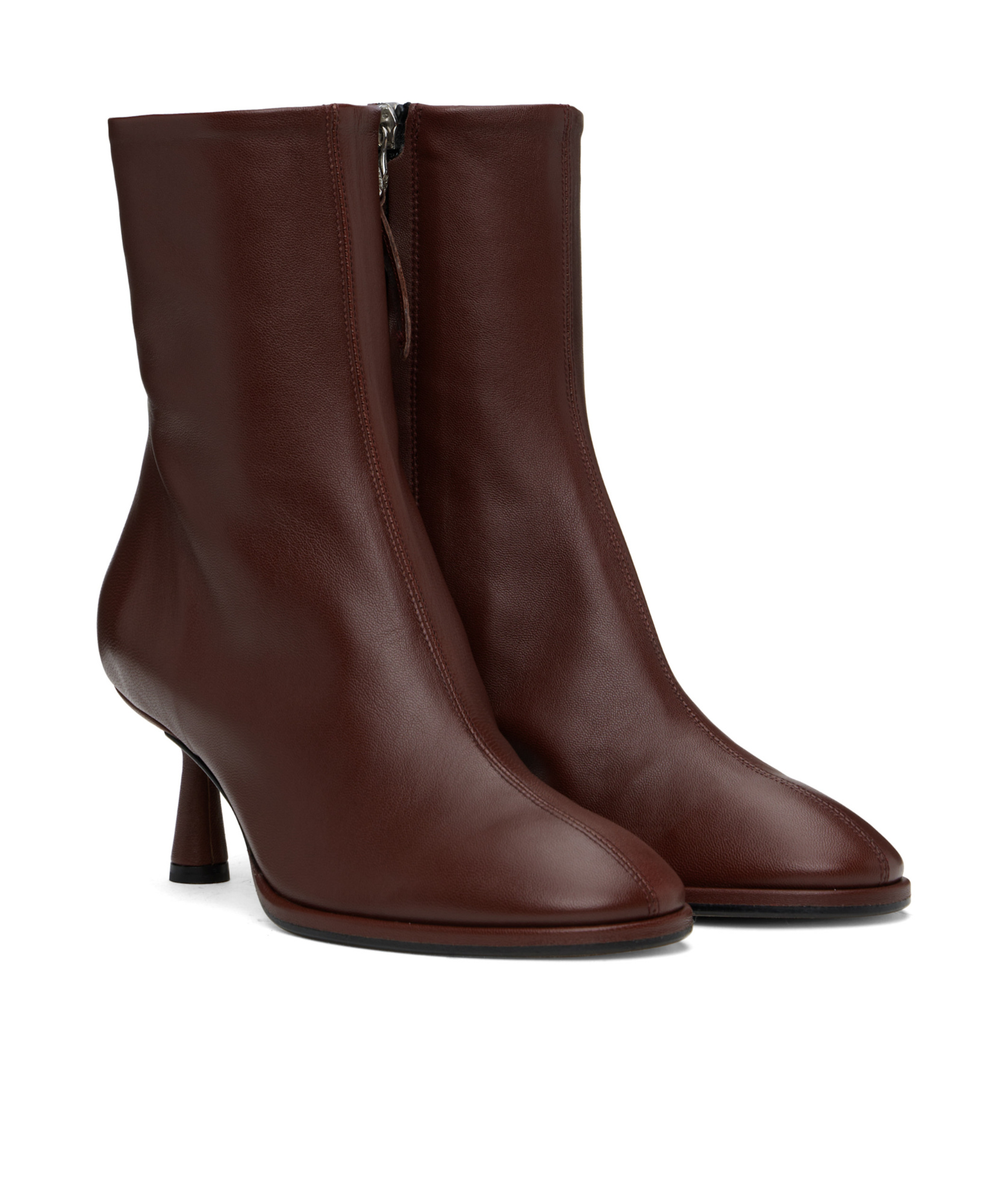 Aeyde Zipper Ankle Boots In Red