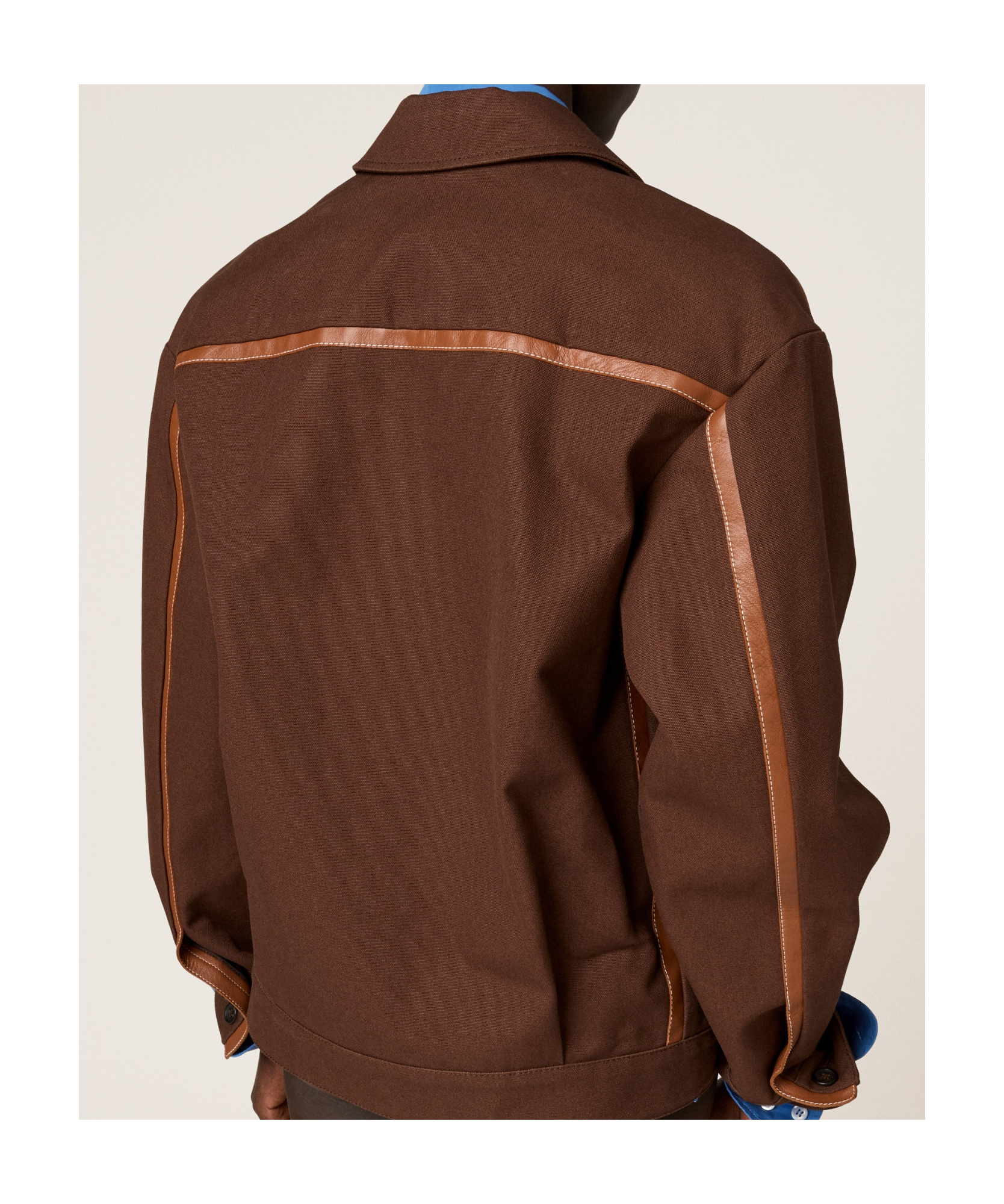 Miu Miu Jacquard Canvas Blouson Jacket In Brown