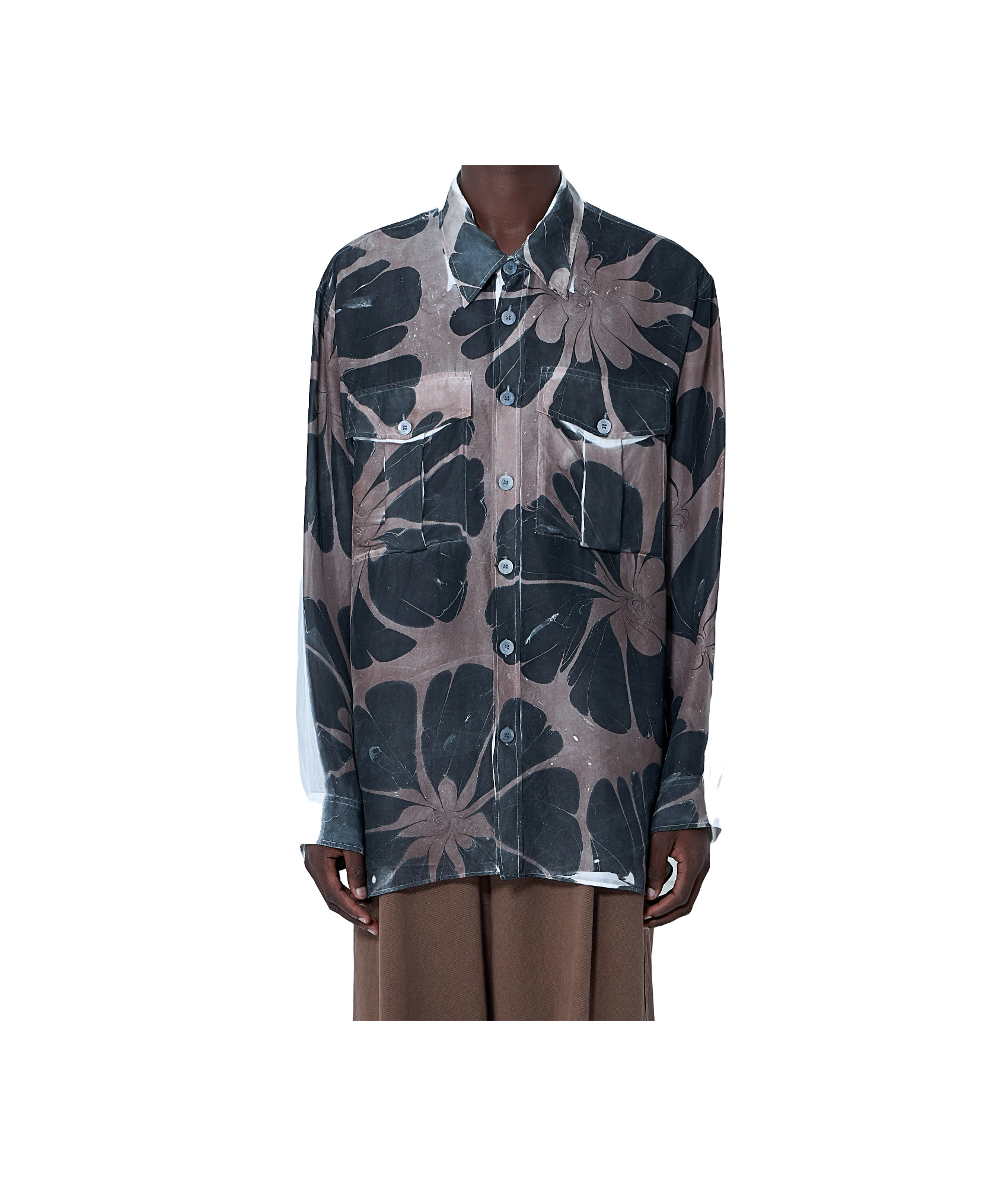 Dries Van Noten Men Floral Silk Shirt