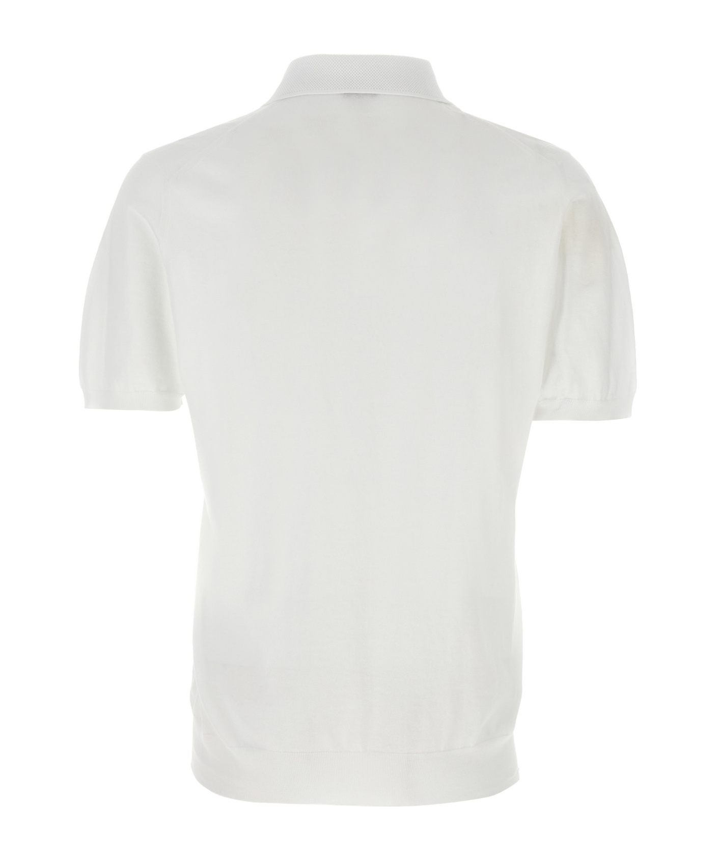 Shop Kiton Cotton Polo Shirt In White