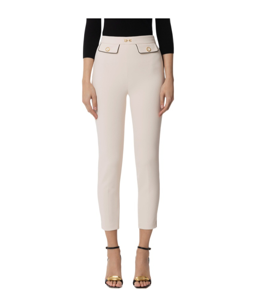 Elisabetta Franchi High-waisted Casual Pants In Nude