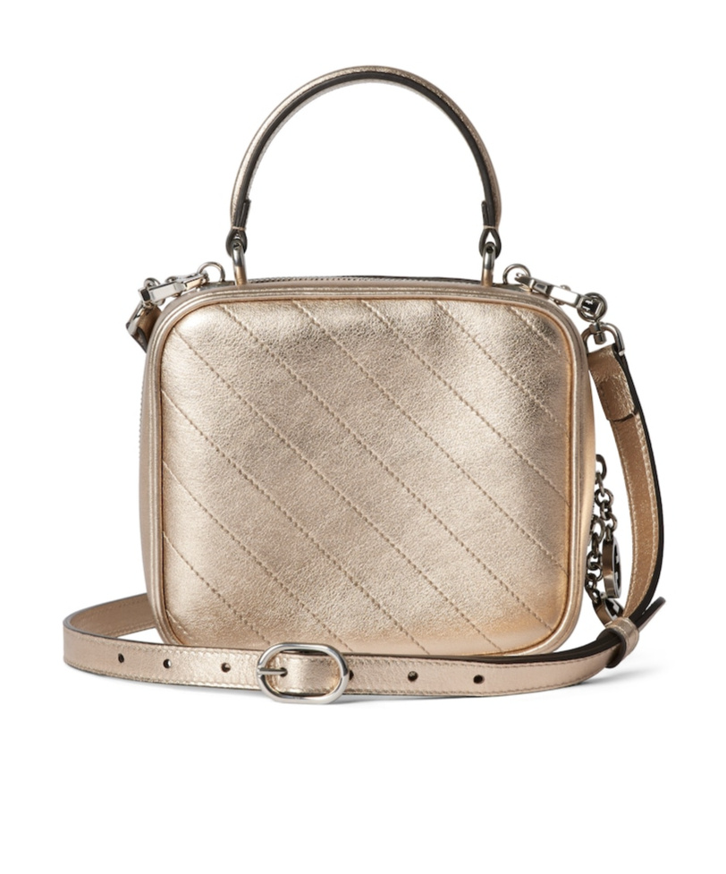 Gucci Metallic Leather Clutch Bag With Detachable Strap In Nude