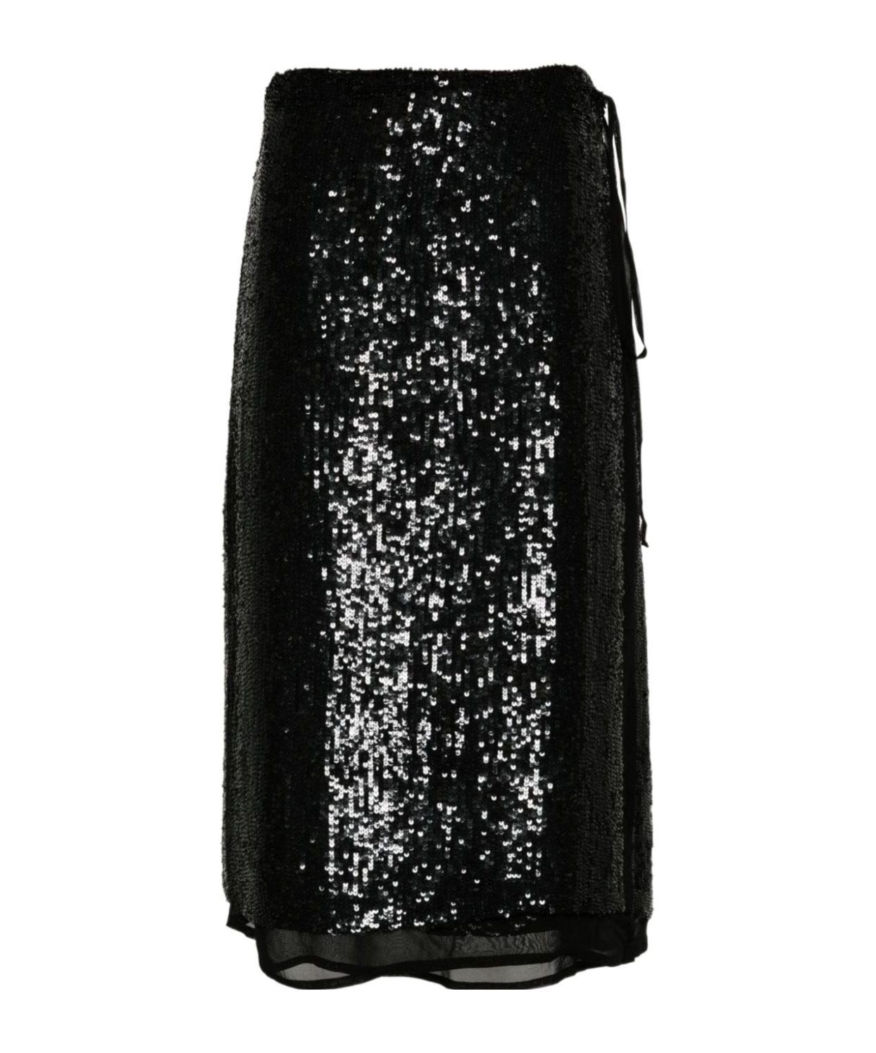 P.a.r.o.s.h Gabriel Sequined Midi Wrap Skirt In Black