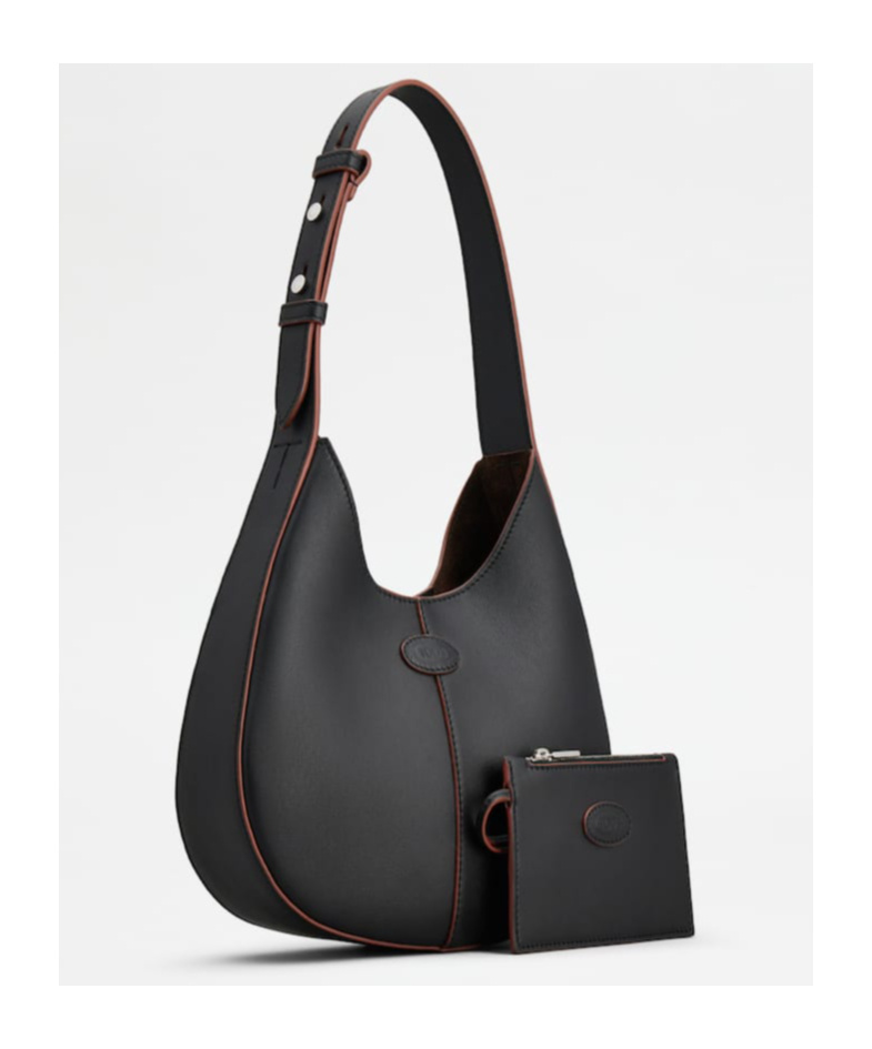 Tod's Di Logo Debossed Mini Hobo Bag In Black