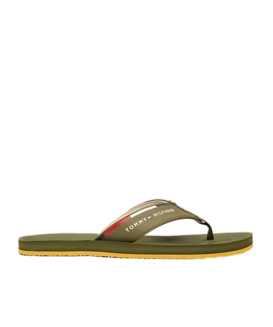 Tommy Hilfiger Logo Slippers In Green