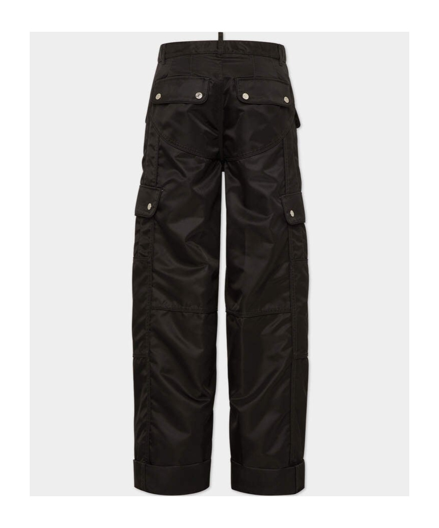Dsquared2 Satin Cargo Trousers In Black