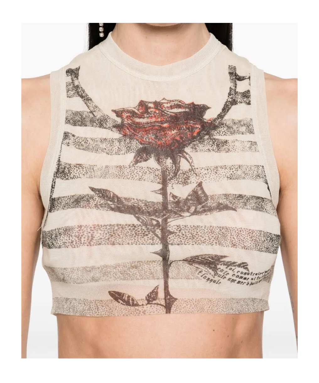 Shop Jean Paul Gaultier Sleeveless Short Vest In White