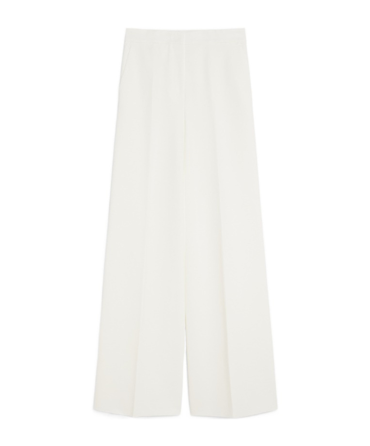 Shop Max Mara Compact Jersey Trousers In White