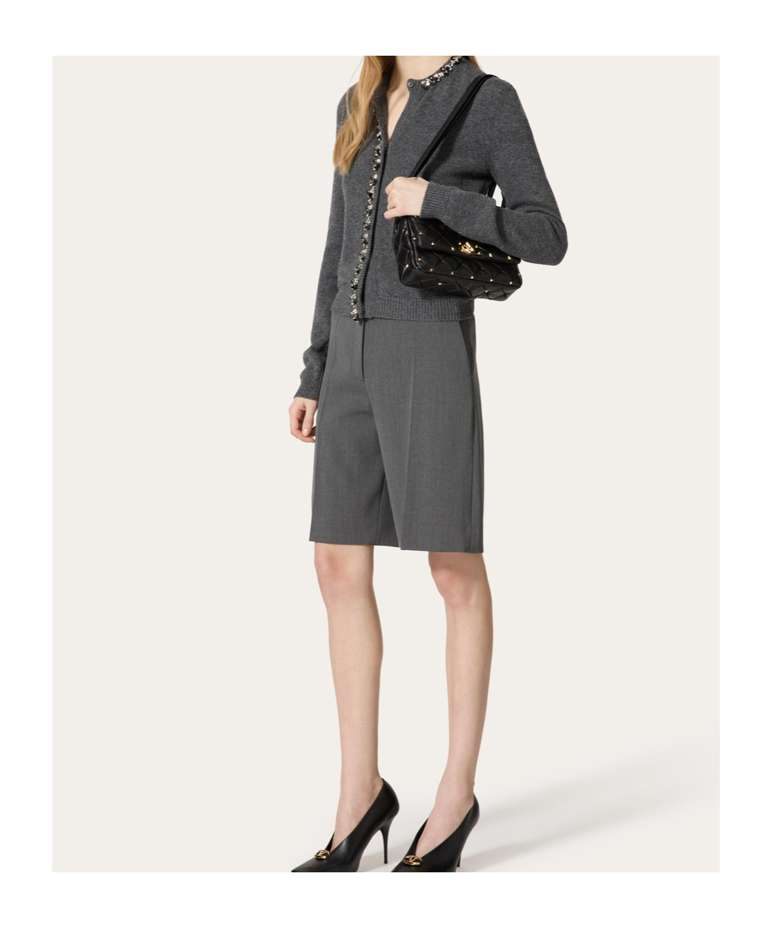 Valentino Wool Cardigan With Embroidered Trim In Black