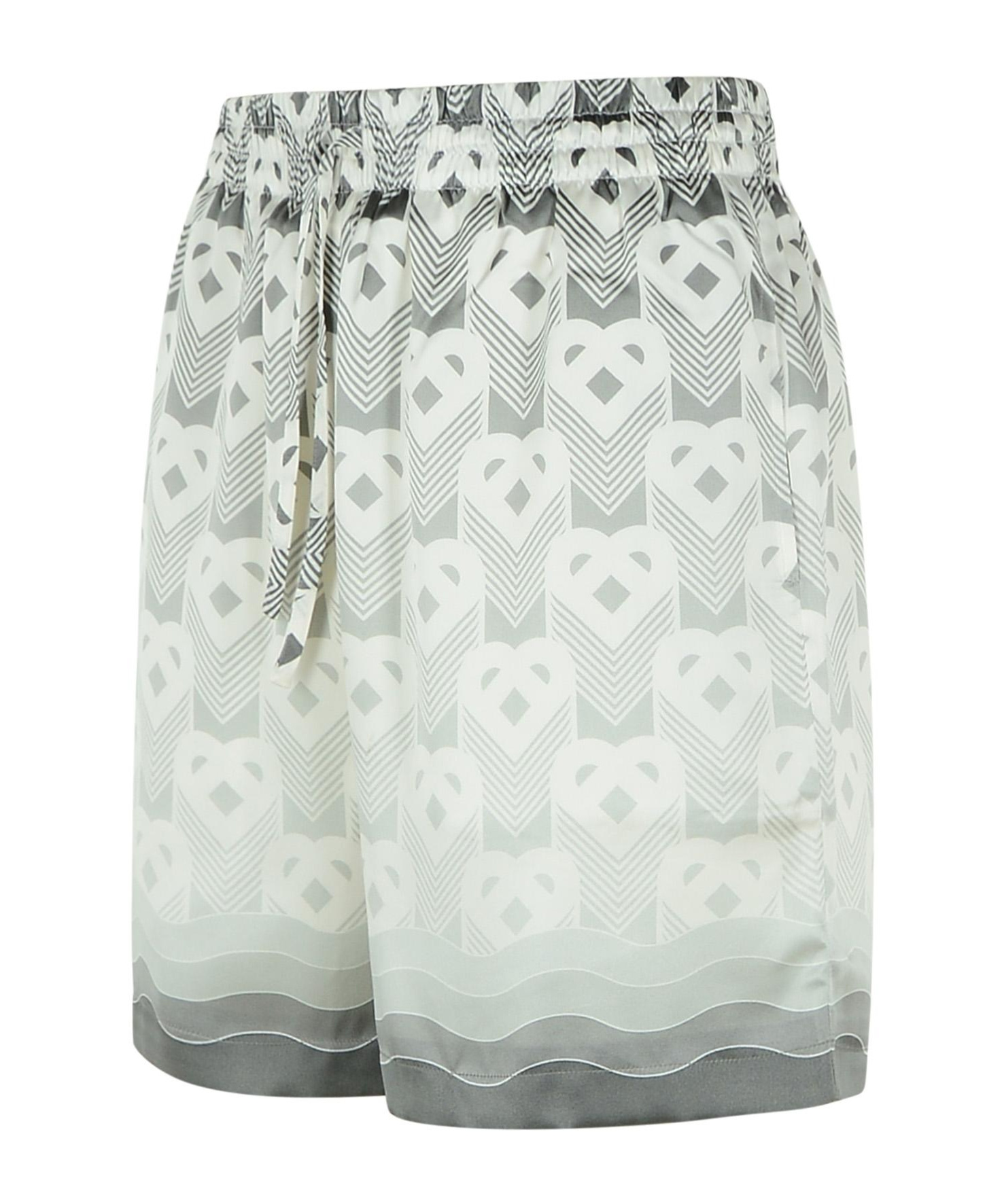 Casablanca Silk Bermuda Shorts Geometric Pattern In White